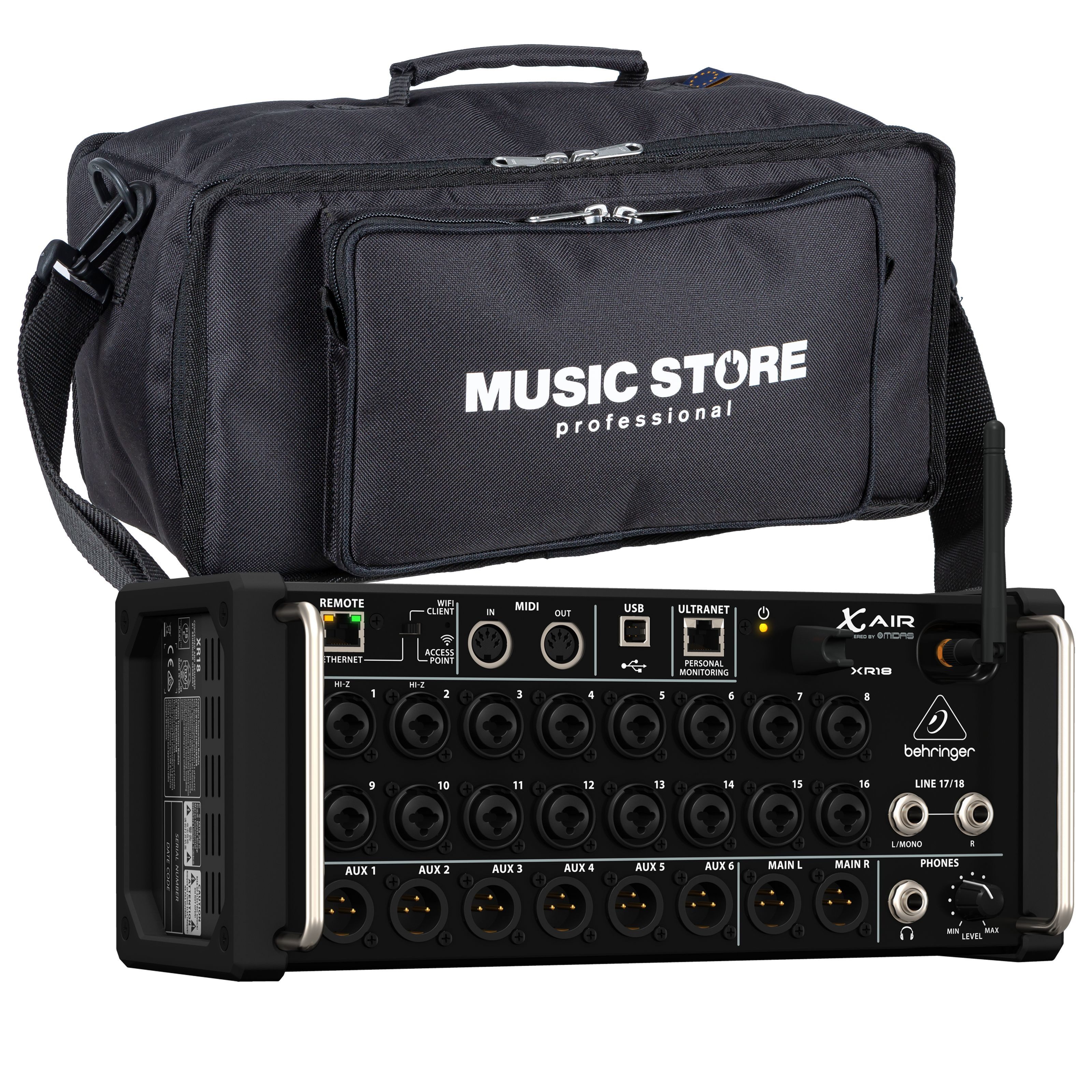 Behringer Mischpult, (PA Mischpulte, Tablet Mixer), XR 18 + custom-fit Bag - Tablet Mixer-Set