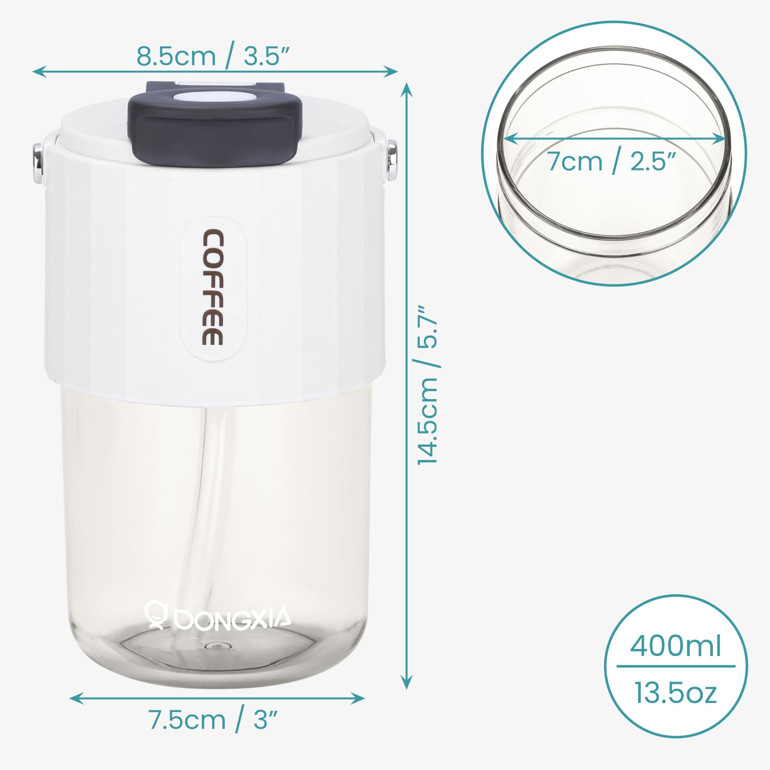 Belle Vous Thermobecher BELLE VOUS Kaffeebecher 400 ml mit Deckel und Strohhalm, Kunststoff