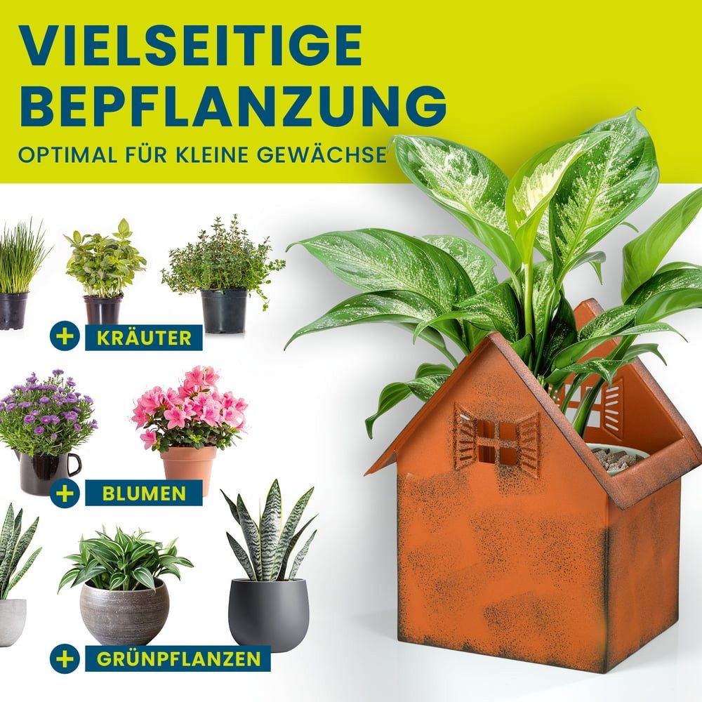 Hoberg Blumenkasten Rost-Pflanztöpfe 2er-Set 20cm & 28cm, Deko Garten Balkon Terrasse Pflanzgefäß Windlicht – Bild 4 von 5