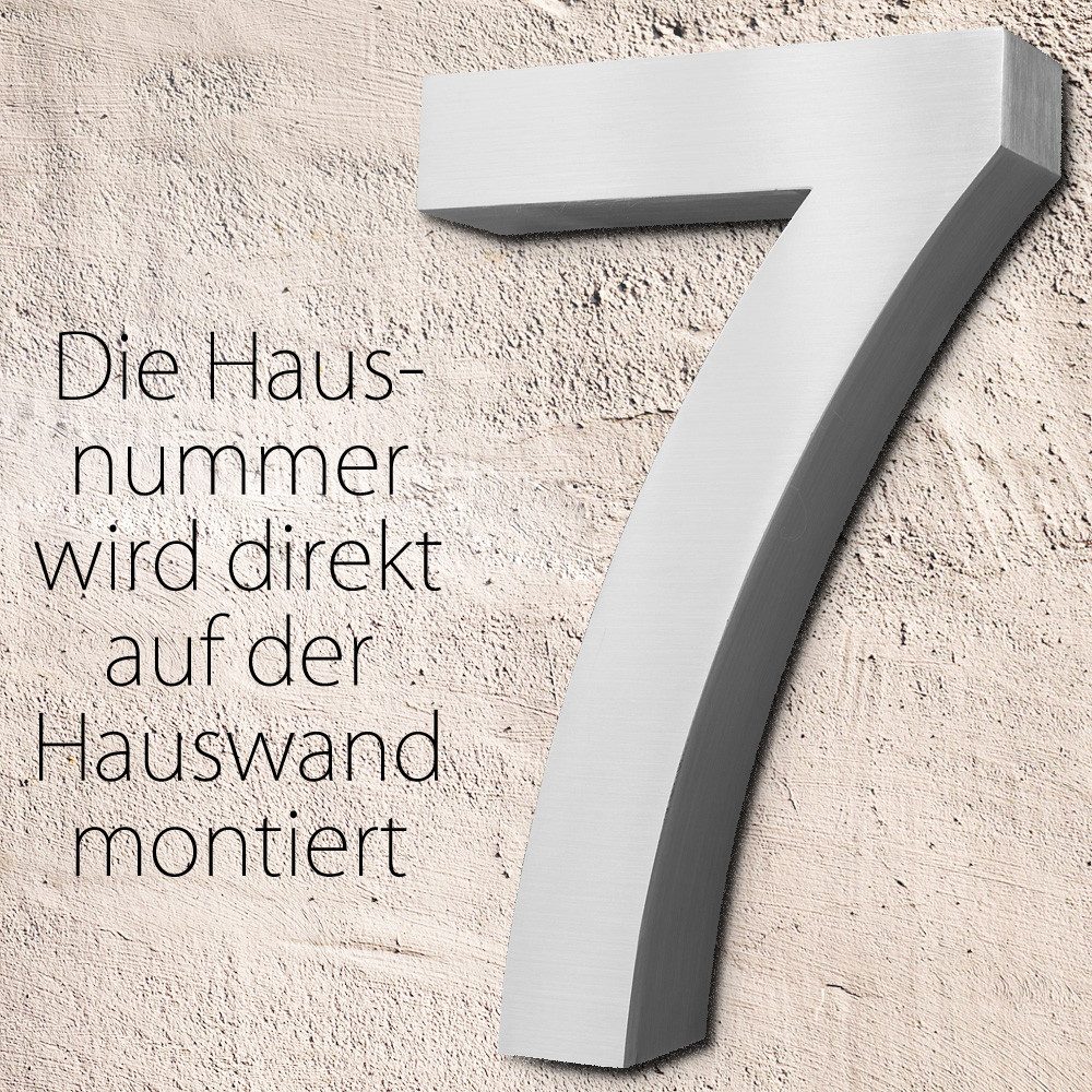 V2Aox Hausnummer Edelstahl Hausnummer 20 cm Hausnummernschild Hausnummer 7 Schild 3D