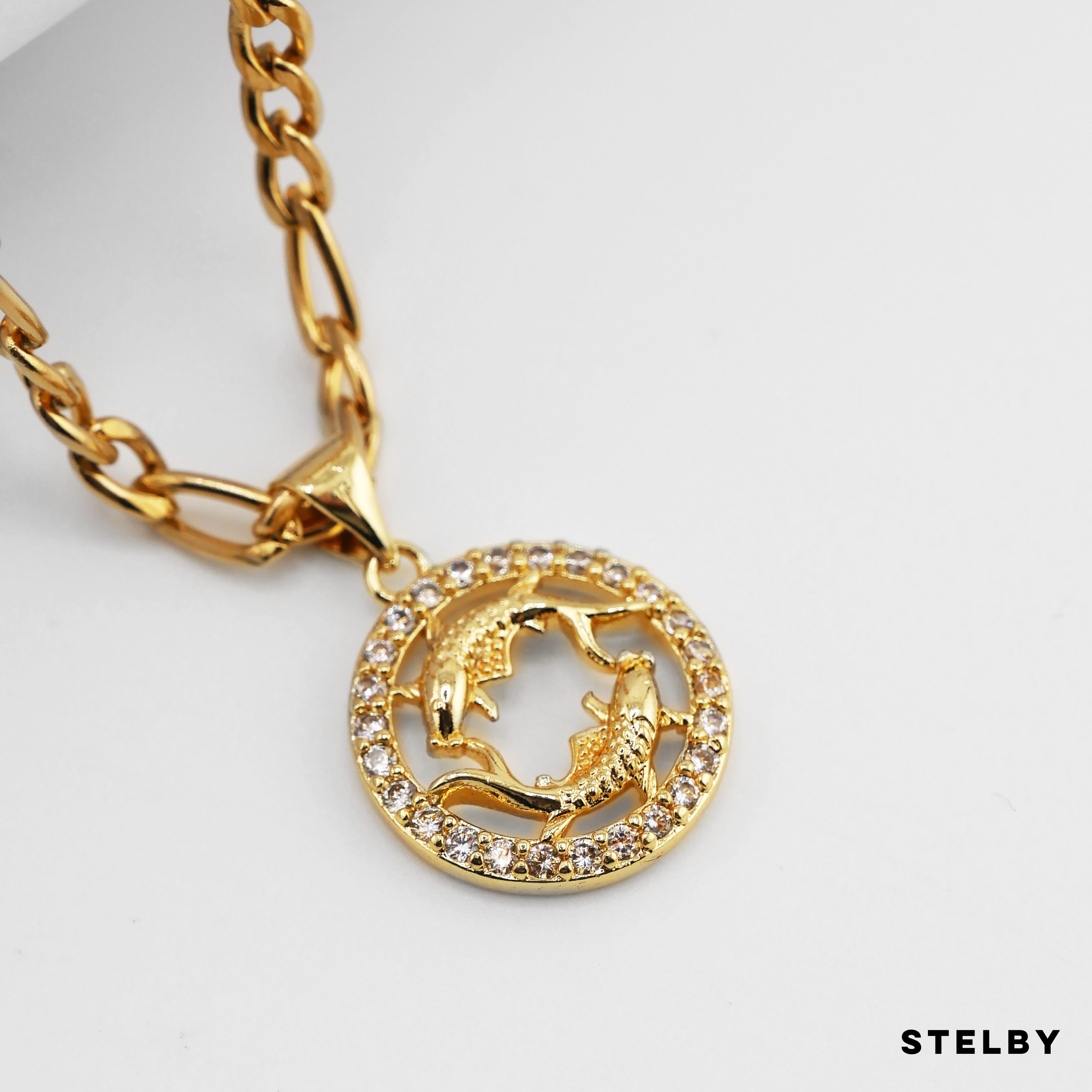 Stelby Kette mit Anhänger Sternzeichen Fische Halskette vergoldet - Schmuck günstig online kaufen