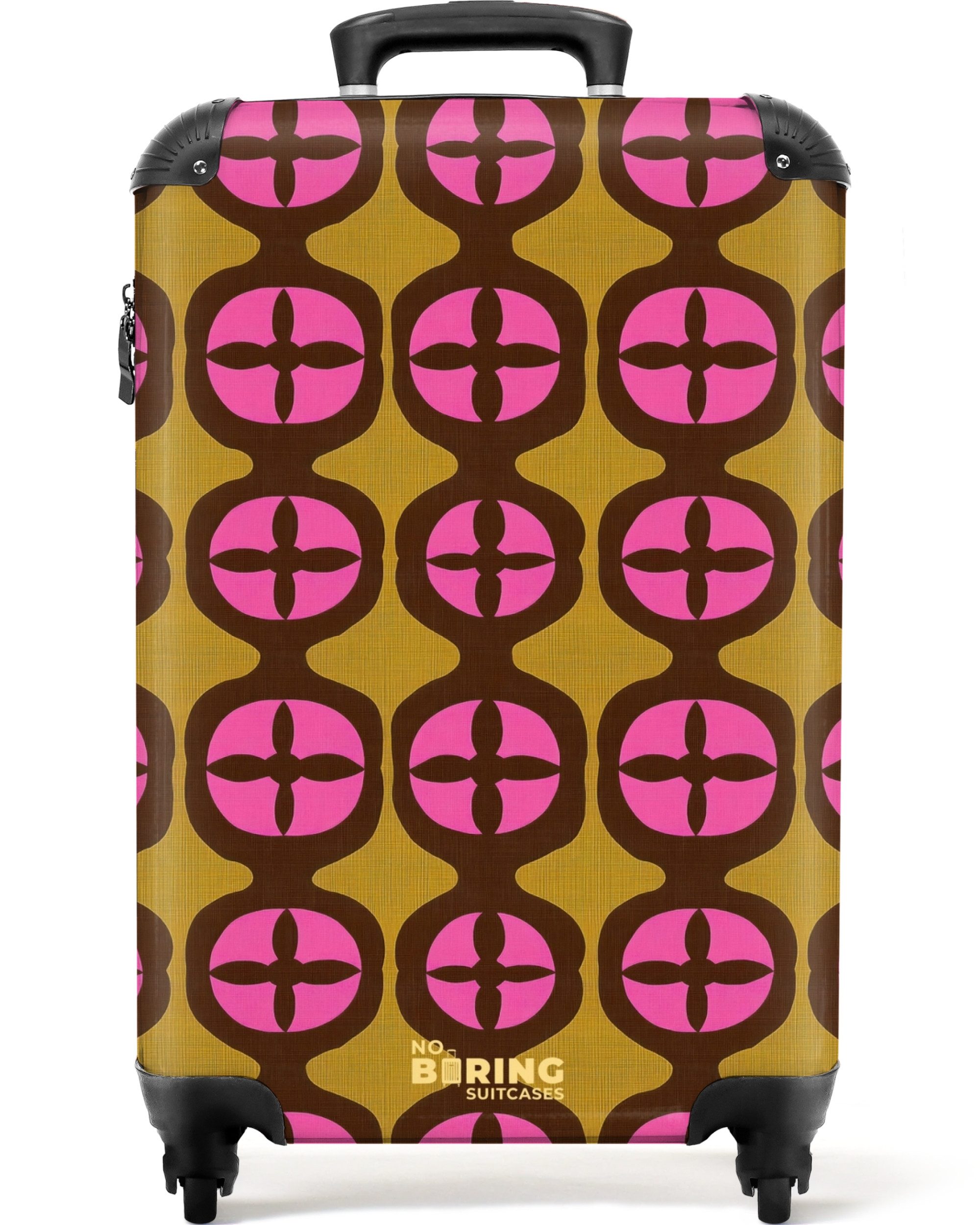 NoBoringSuitcases.com© Hartschalen-Trolley Modern - Gemustert - Rosa 55x35x20cm, Kinder Koffer Klein, Trolley Handgepäck, Reisekoffer