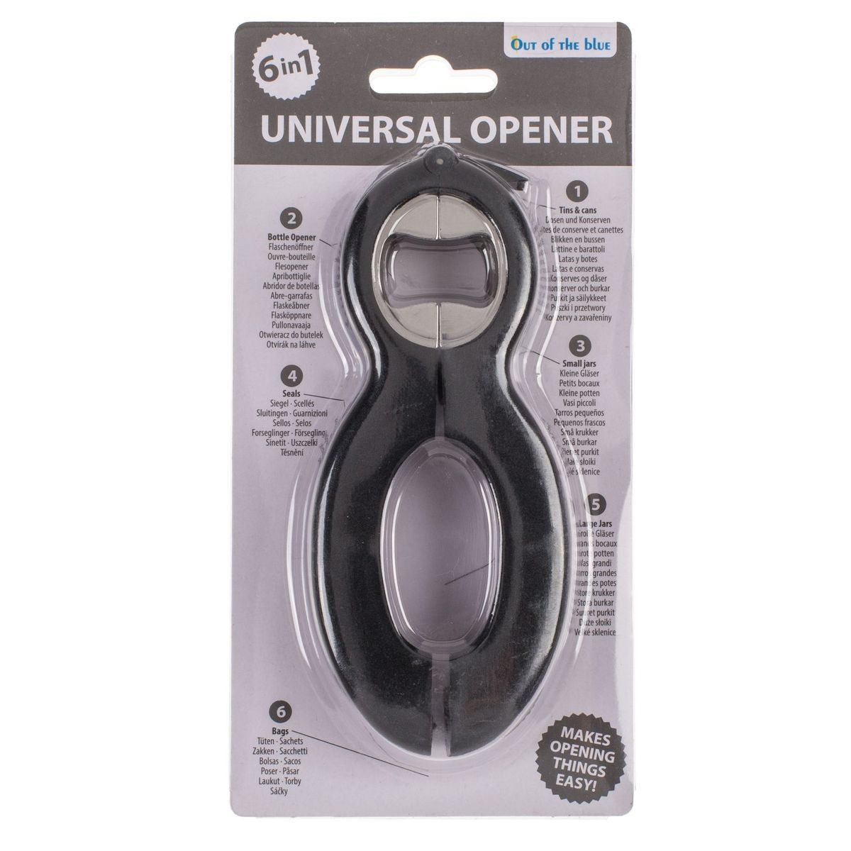 Out of the Blue Flaschenöffner Flaschenöffner universal opener sechs Funktionen, persönliche Geschenkidee