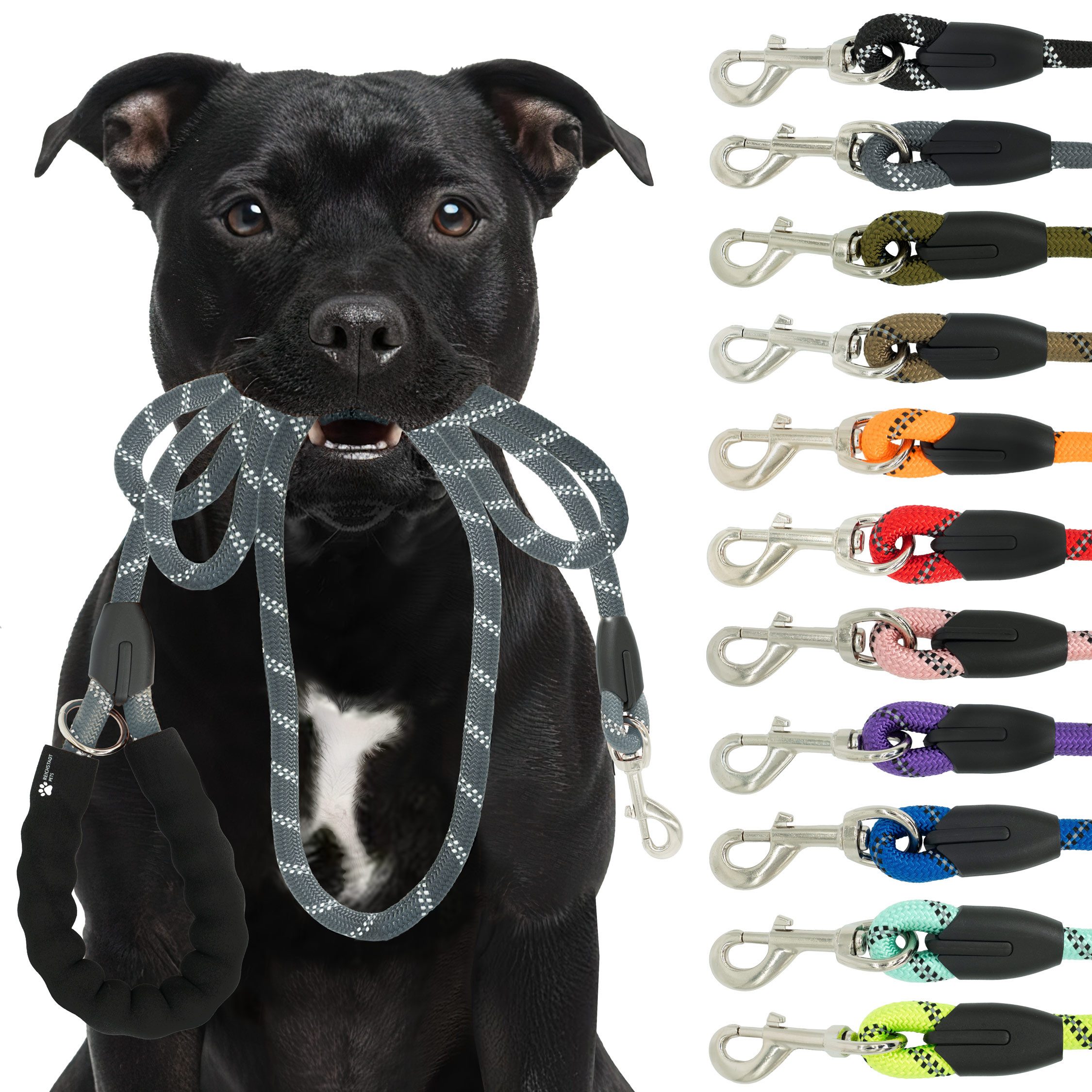 Reichstadt Hundeleine RS Pets Führleine Nylon 25RSP084, Nylon, Ergonomischer EVA-gepolsterter Griff für Blasenschutz von Reichstadt