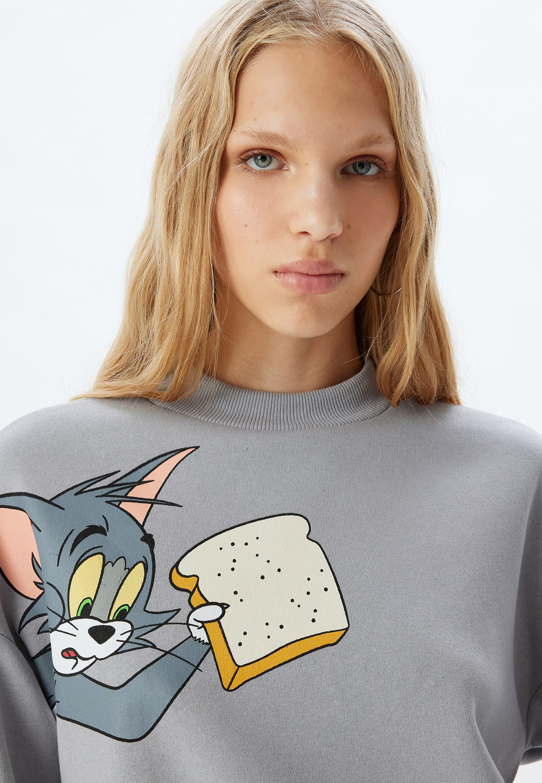 Sweatshirt Standkragen Mit Aufdruck