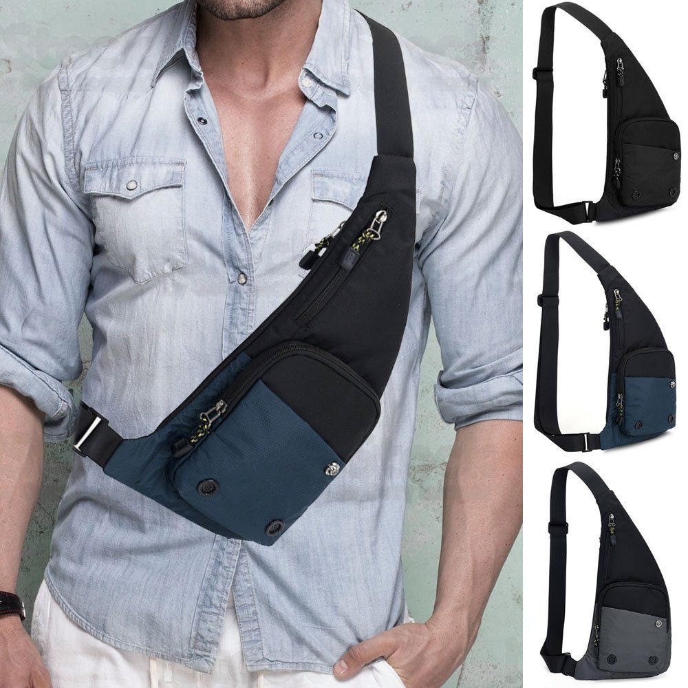 VIVIHEYDAY Brustbeutel Herren Freizeit Brusttasche aus Oxford-Stoff mit UMehrere Taschen, Wasserdicht Grau