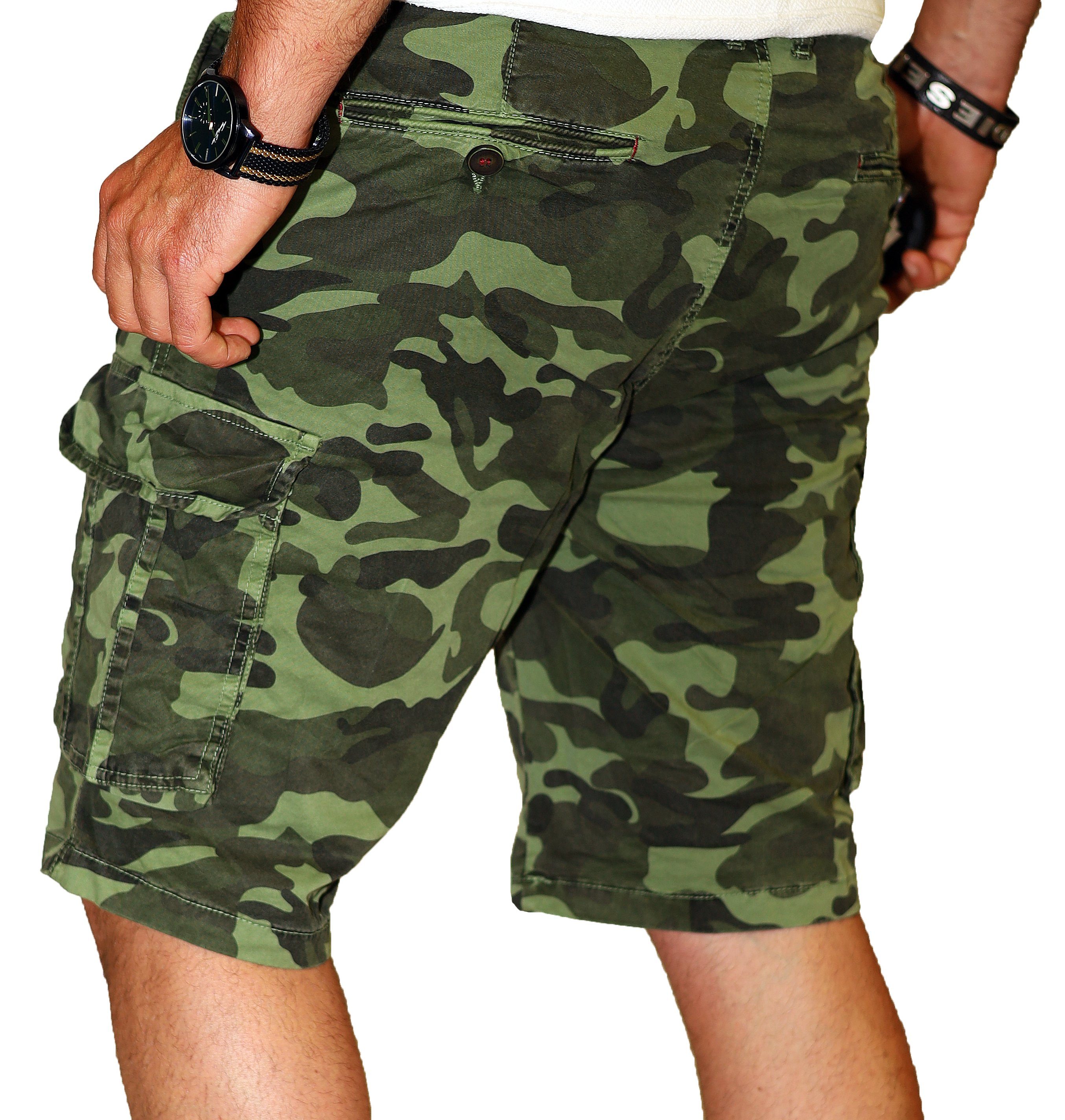 RMK Cargoshorts Herren Short Camouflage Bermuda kurze Hose Army Tarn Set aus 100% Baumwolle