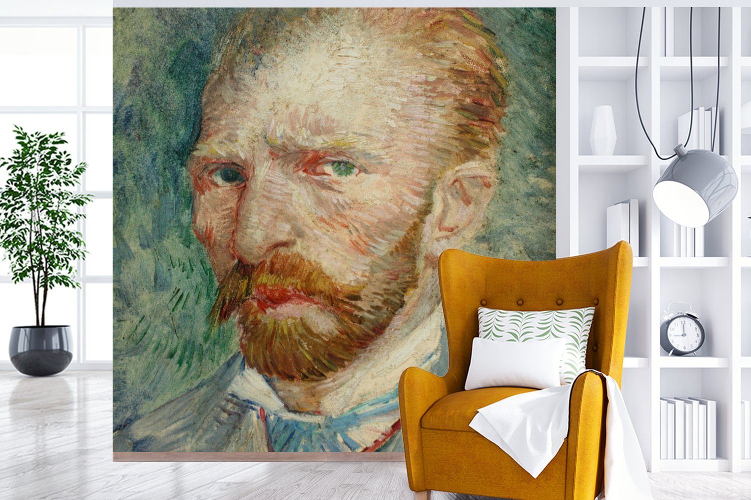 (4 Vincent Fototapete St), Matt, Fototapete Küche, - für Selbstporträt Vliestapete MuchoWow Wohnzimmer Gogh, bedruckt, Schlafzimmer van
