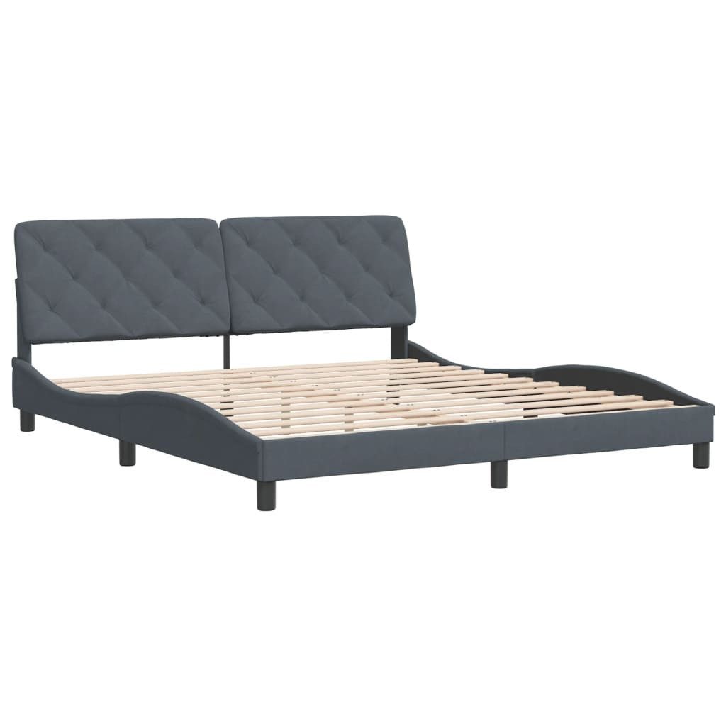 vidaXL Bett Bettgestell ohne Matratze Dunkelgrau 180x200 cm Samt