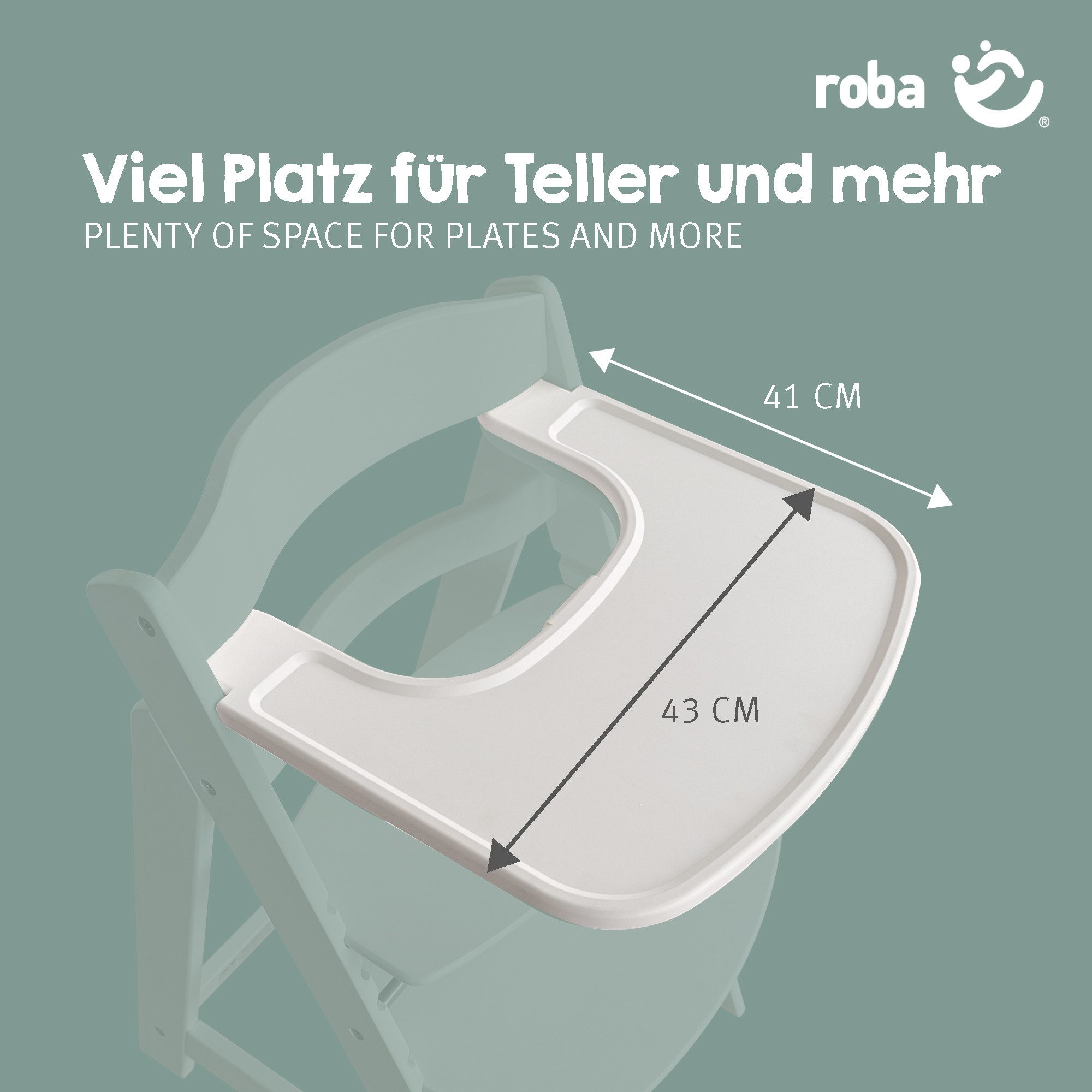 roba® Hochstuhltablett Essbrett für roba Hochstuhl Sit Up Flex, Liv Up & Born Up, Plastik, (Kompatibel mit Gurtsystem und Hochstuhlauflagen), Schnelle Klickbefe – Bild 5 von 5