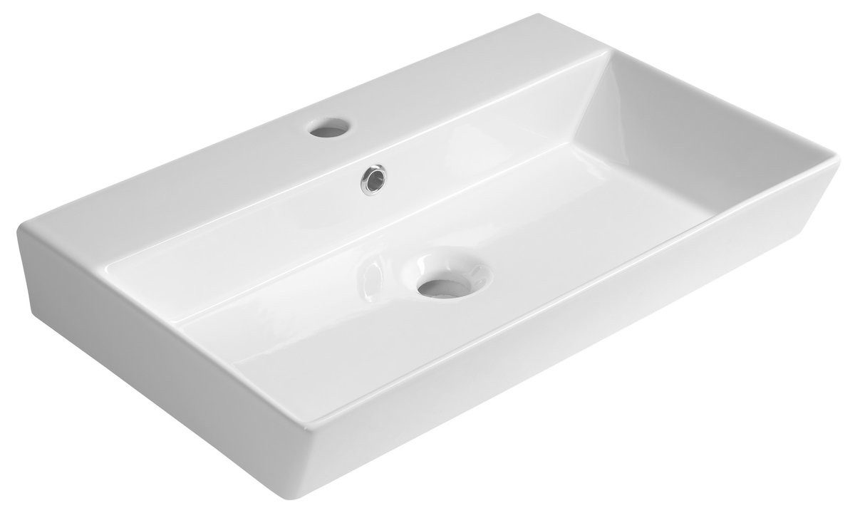 Aqualine Waschtisch ORION Keramik-Waschbecken 59x38,6cm, Weiß, Aqualine-27060