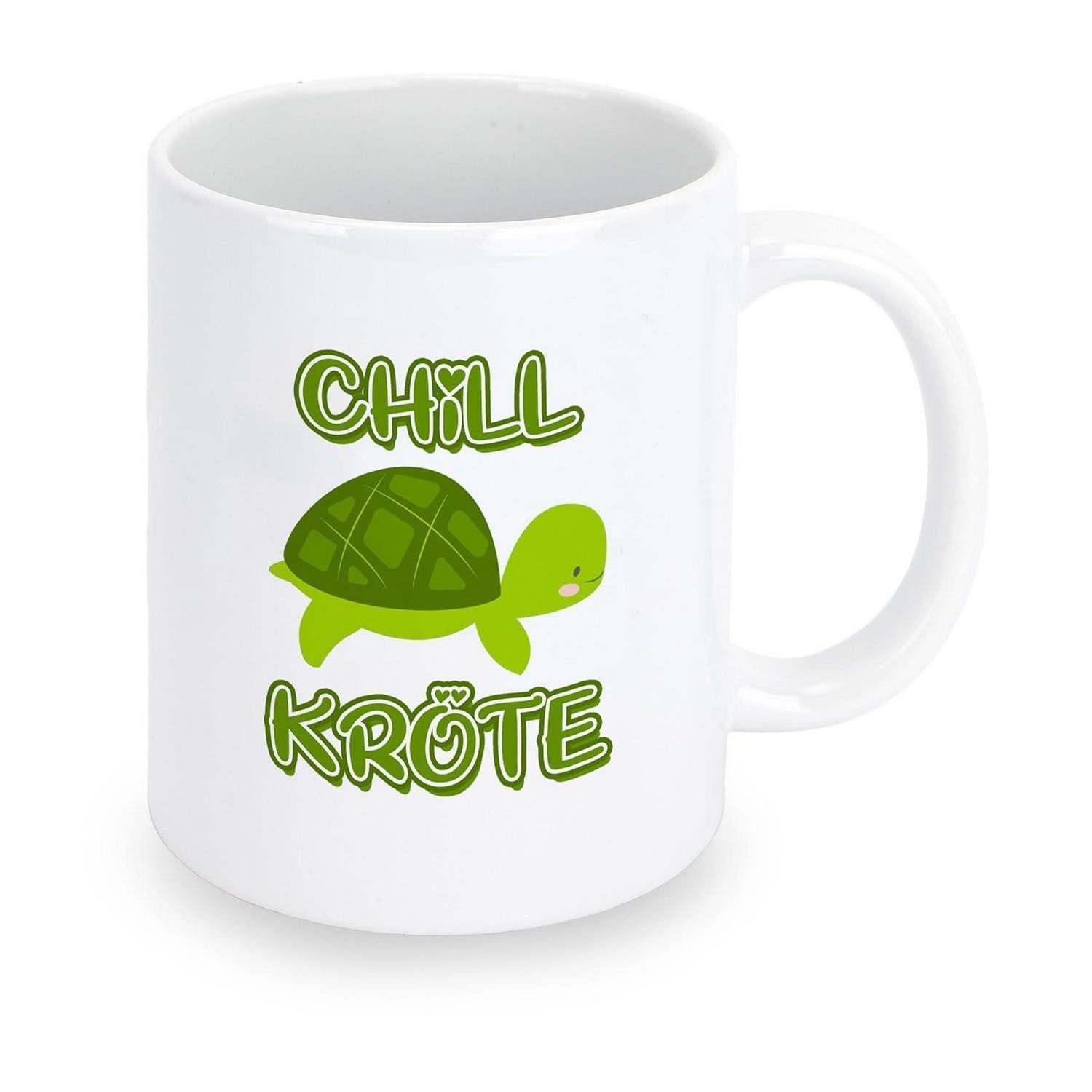 LuxusKollektion Tasse Tasse Schildkröte CHILL KRÖTE Weiß, Keramik
