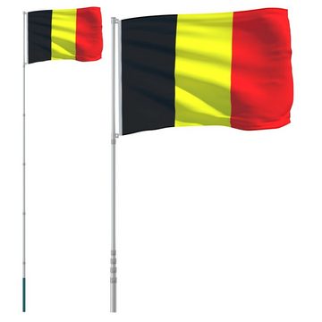 vidaXL Fahne Flagge Belgiens mit Mast 5,55 m Aluminium Fahnenmast