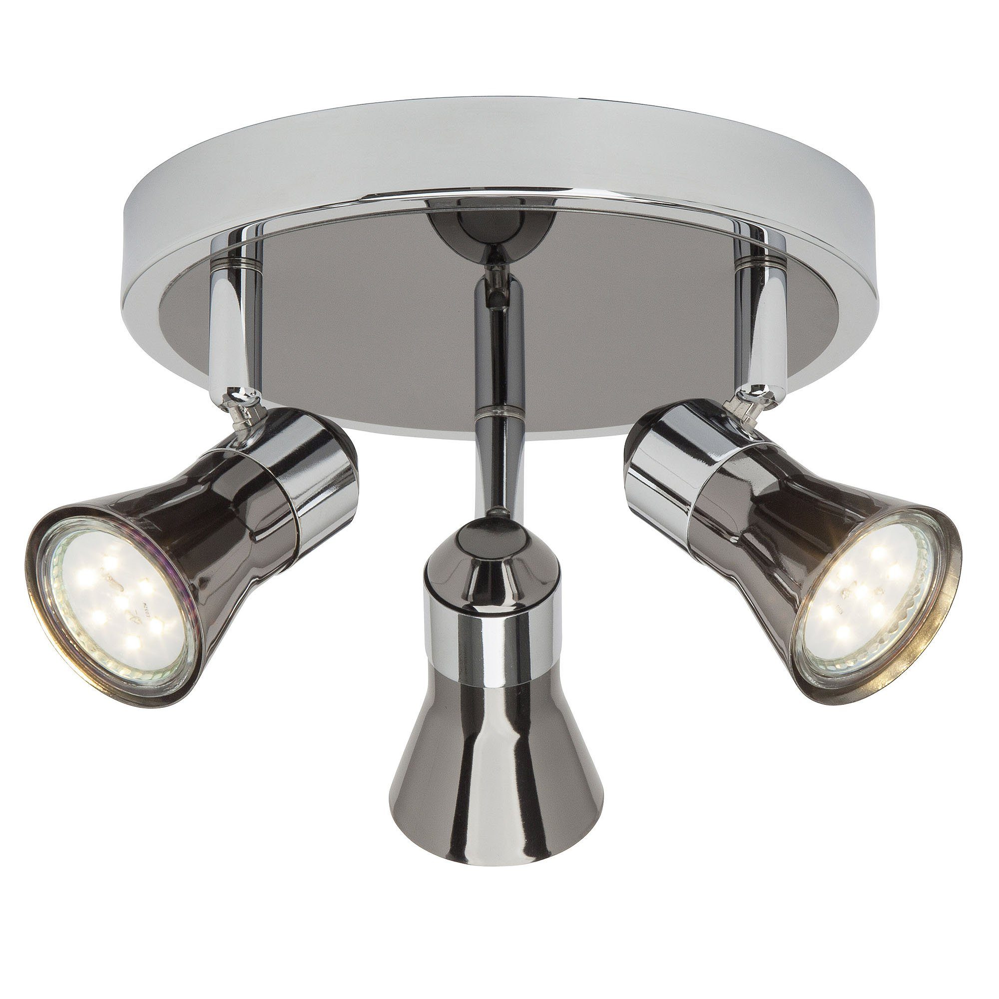 Brilliant Deckenstrahler Jupp, LED wechselbar, Warmweiß, LED Spotrondell 3flg chrom/schwarz