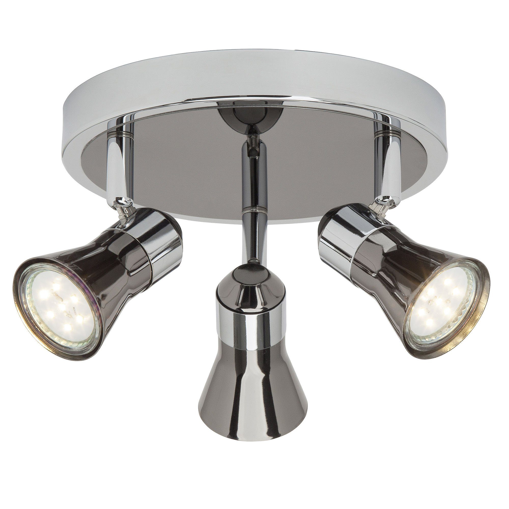 Brilliant Deckenleuchte Jupp, GU10, 3flg 3x chrom/schwarz Spotrondell 3W Lampe LED Jupp LED-PAR51, 3000K