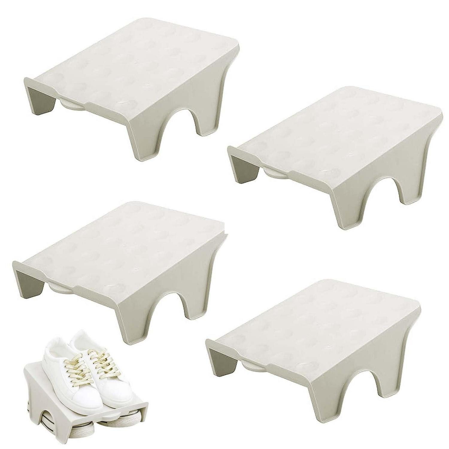 LuxusKollektion Schuhregal Schuh Organizer Stapelbar 4Stk Grau, 4-tlg.