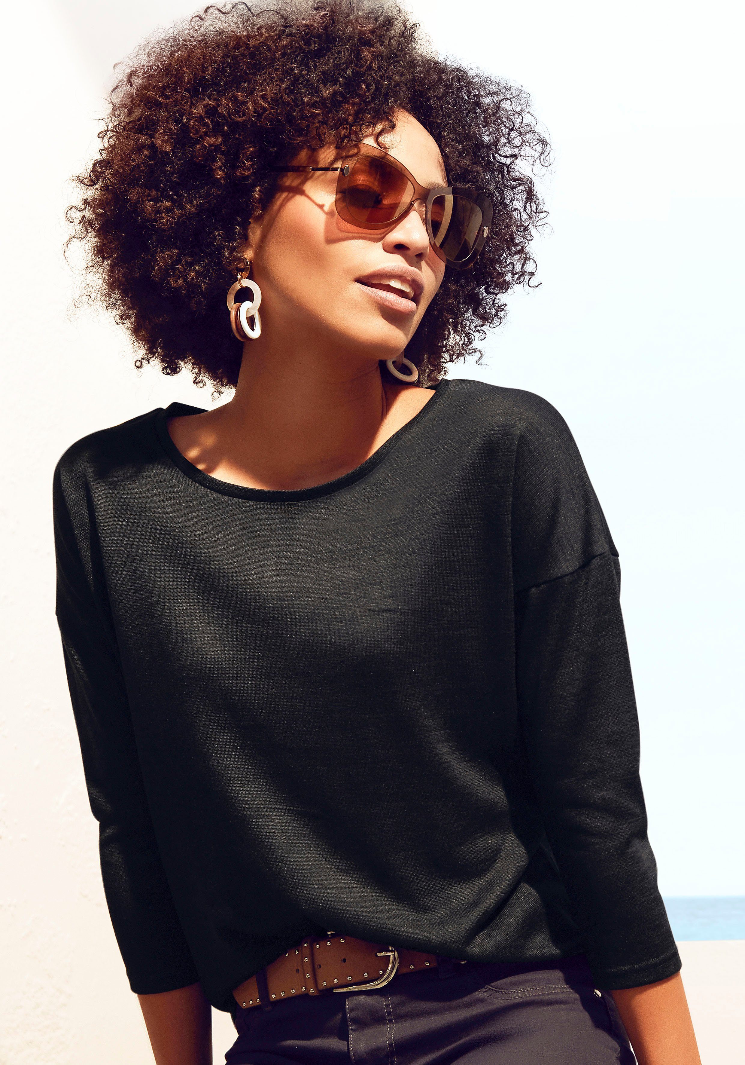 3/4-Arm-Shirt aus feinem Strick
