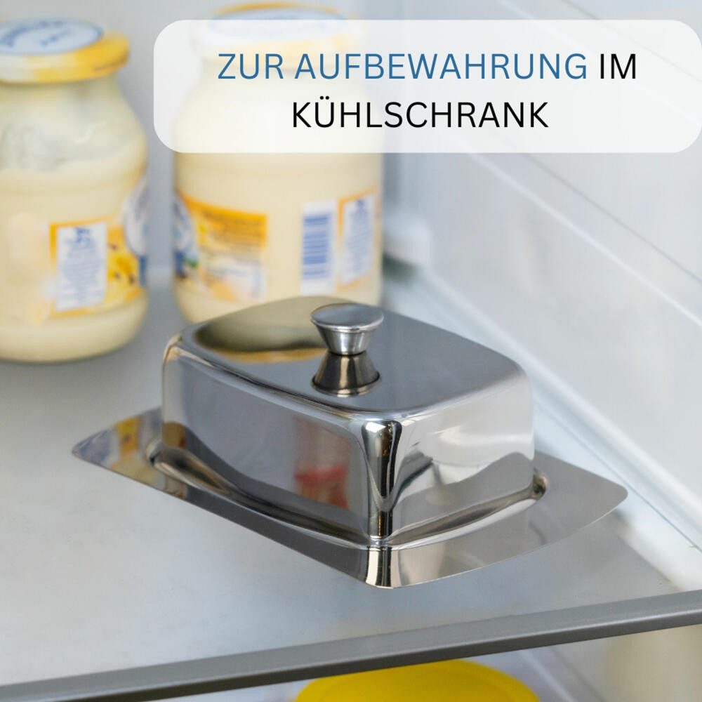 WESTMARK Butterdose dekorativ, Länge: 19 cm, Rostfreier Edelstahl, Edelstahl 18/8, rostfrei, spülmaschinengeeignet, langlebig