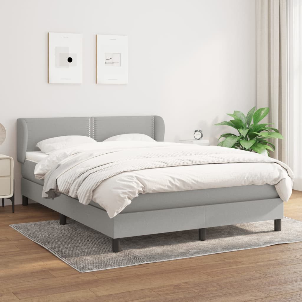 vidaXL Boxspringbett Boxspringbett mit Matratze Hellgrau 140x200 cm Stoff B günstig online kaufen