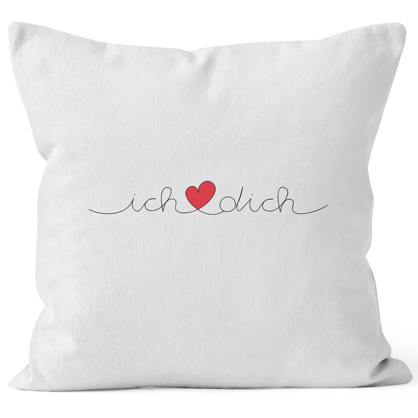 MoonWorks Dekokissen Kissen-Bezug Ich Liebe Dich Valentinstag Geschenk Schriftzug Kissen-Hülle Deko-Kissen Baumwolle MoonWorks® weiß