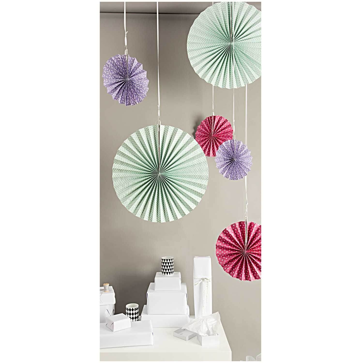 Rico Design Papierdekoration YEY! Let's Party Fächer Papier pastell 3 Stück