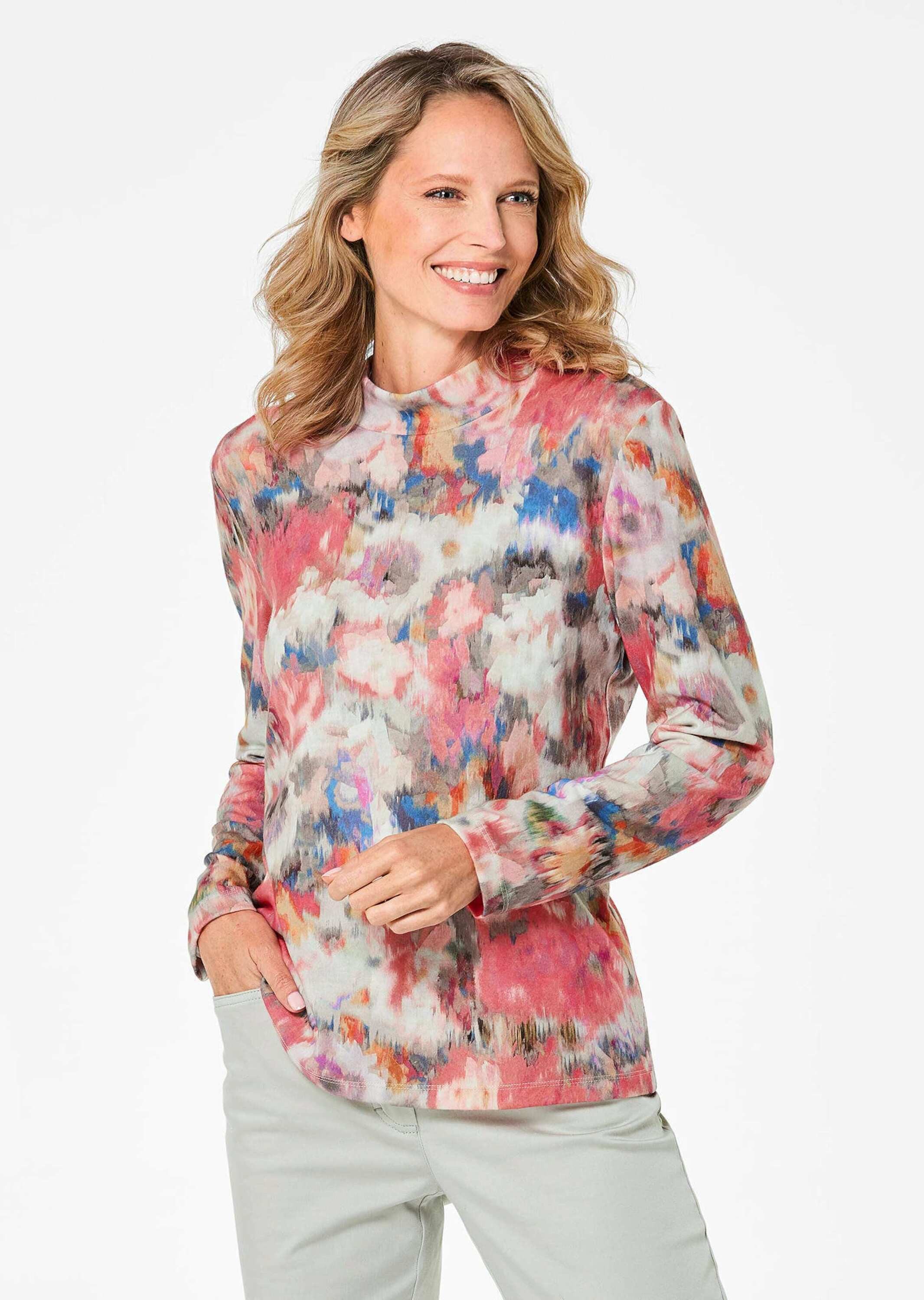 GOLDNER Print-Shirt Langarmshirt mit Stehkragen, Jersey Printshirt mit Allo günstig online kaufen