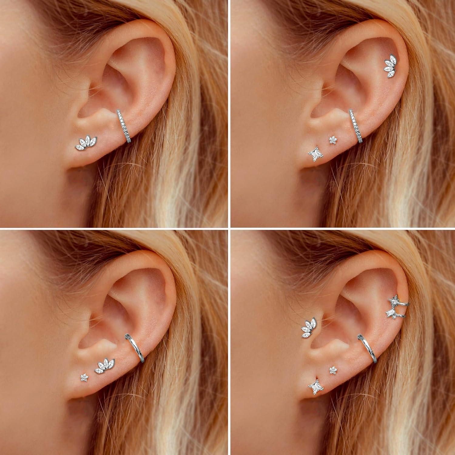 Adramata Piercing-Set G23 Titan Helix Tragus Piercings Innengewinde Labret Lippenpiercing – Bild 4 von 5