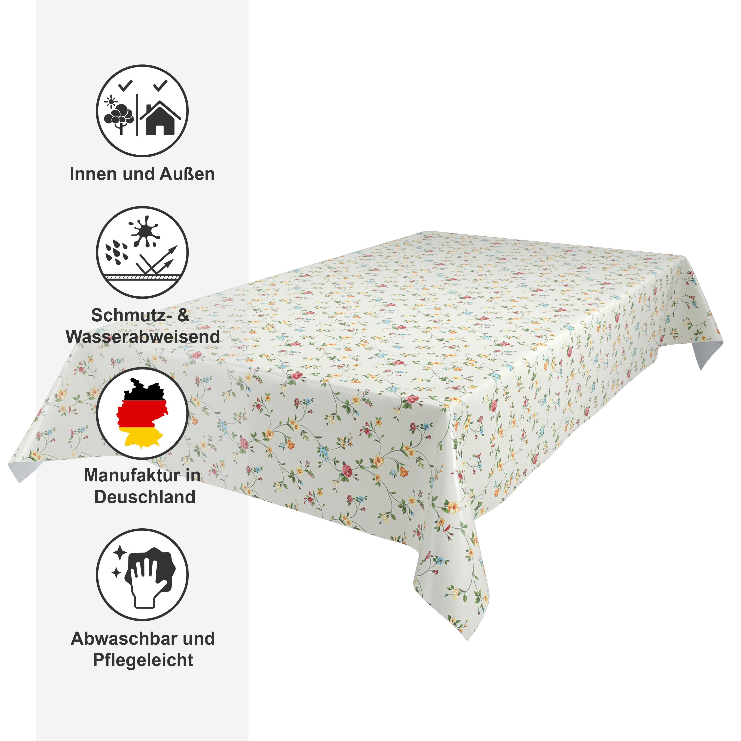 Beautex Tischdecke Wachstuchtischdecke Glatt Klassisch Blümchen abwischbar Tischdecke (1-tlg), Wasserundurchlässig, Zuschneidbar, Pflegeleicht, Oberflächenversi – Bild 3 von 4
