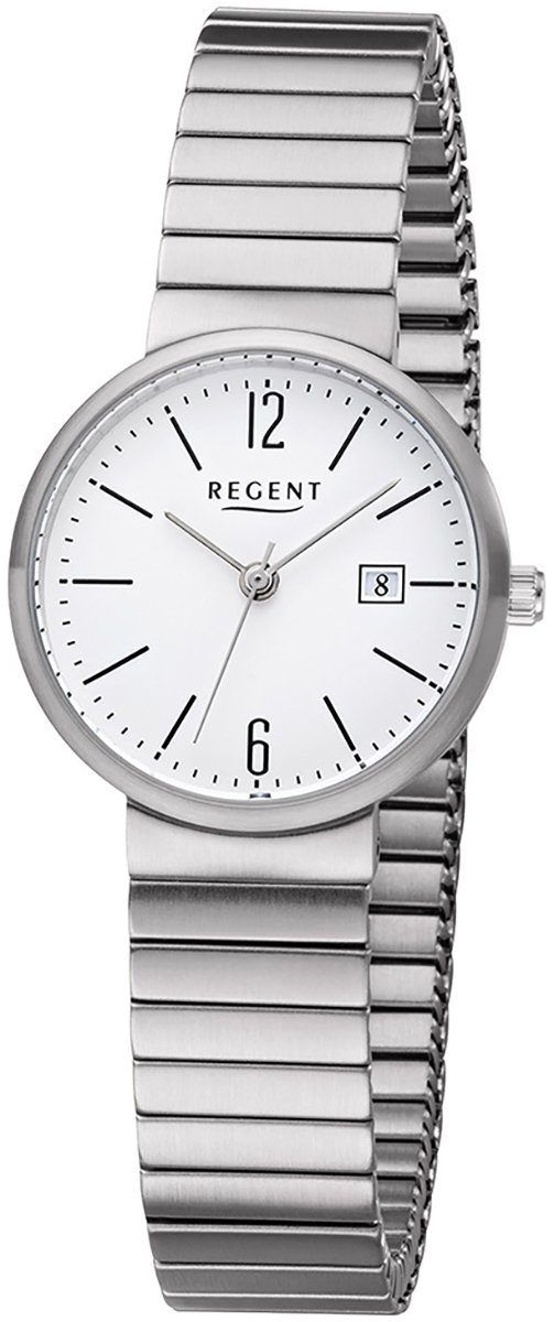 Damen Regent klein F-1202 (ca. 29mm), Armbanduhr Metallarmband Metall rund, Uhr Quarz, Quarzuhr Regent Damen