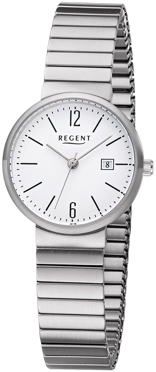 Regent Quarzuhr Regent Damen Uhr F-1202 Metall Quarz, Damen Armbanduhr rund, klein (ca. 29mm), Metallarmband