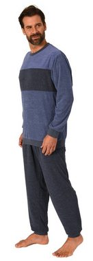 Normann Pyjama Herren Frottee langarm Schlafanzug mit Bündchen - auch in Übergrößen