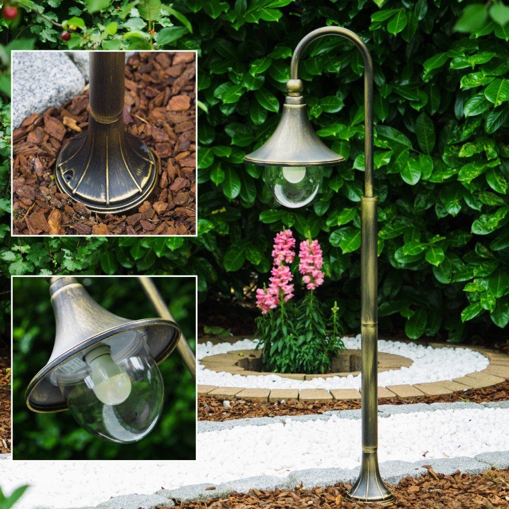 hofstein Pollerleuchte »Paraolo« Außenleuchte Stehleuchte in antikem Look, ohne Leuchtmittel, Metall Braun/Gold, Wegeleuchte 120cm, Vintage Gartenlampe,E27,IP44