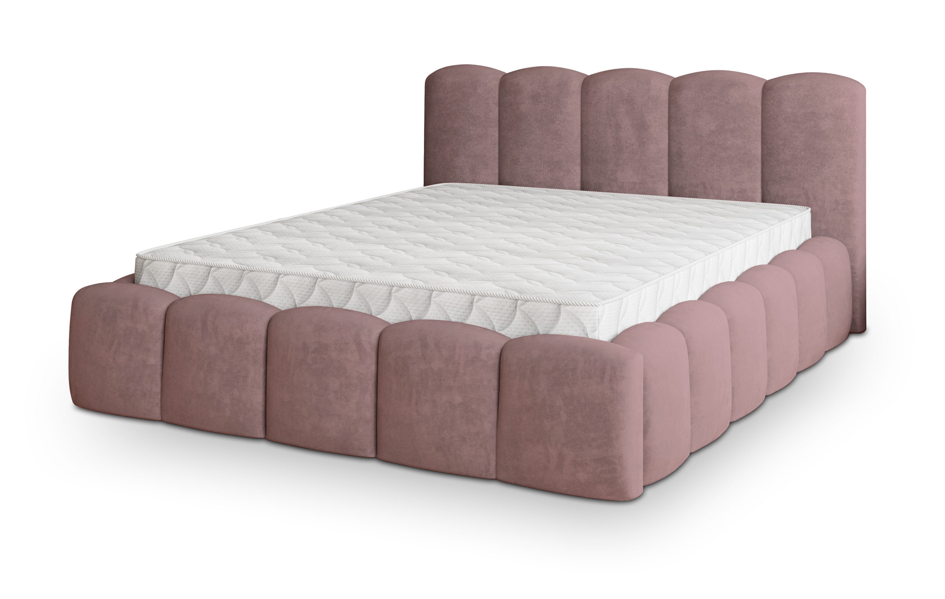 Masseno Polsterbett FALINA 120x200 cm rosa (mit Bettkasten und Lattenrost)