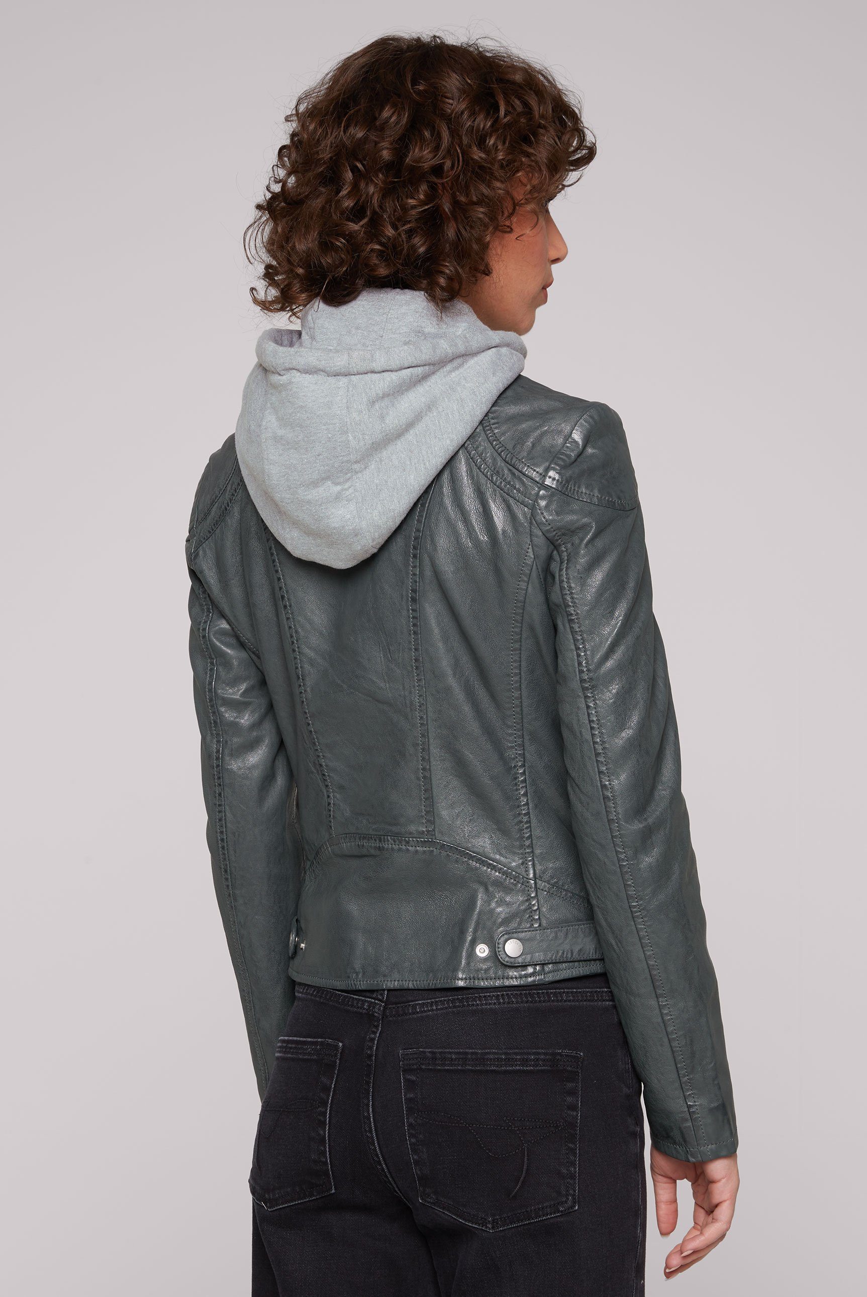 SOCCX Lederjacke mit Druckknopfriegel an den Seiten