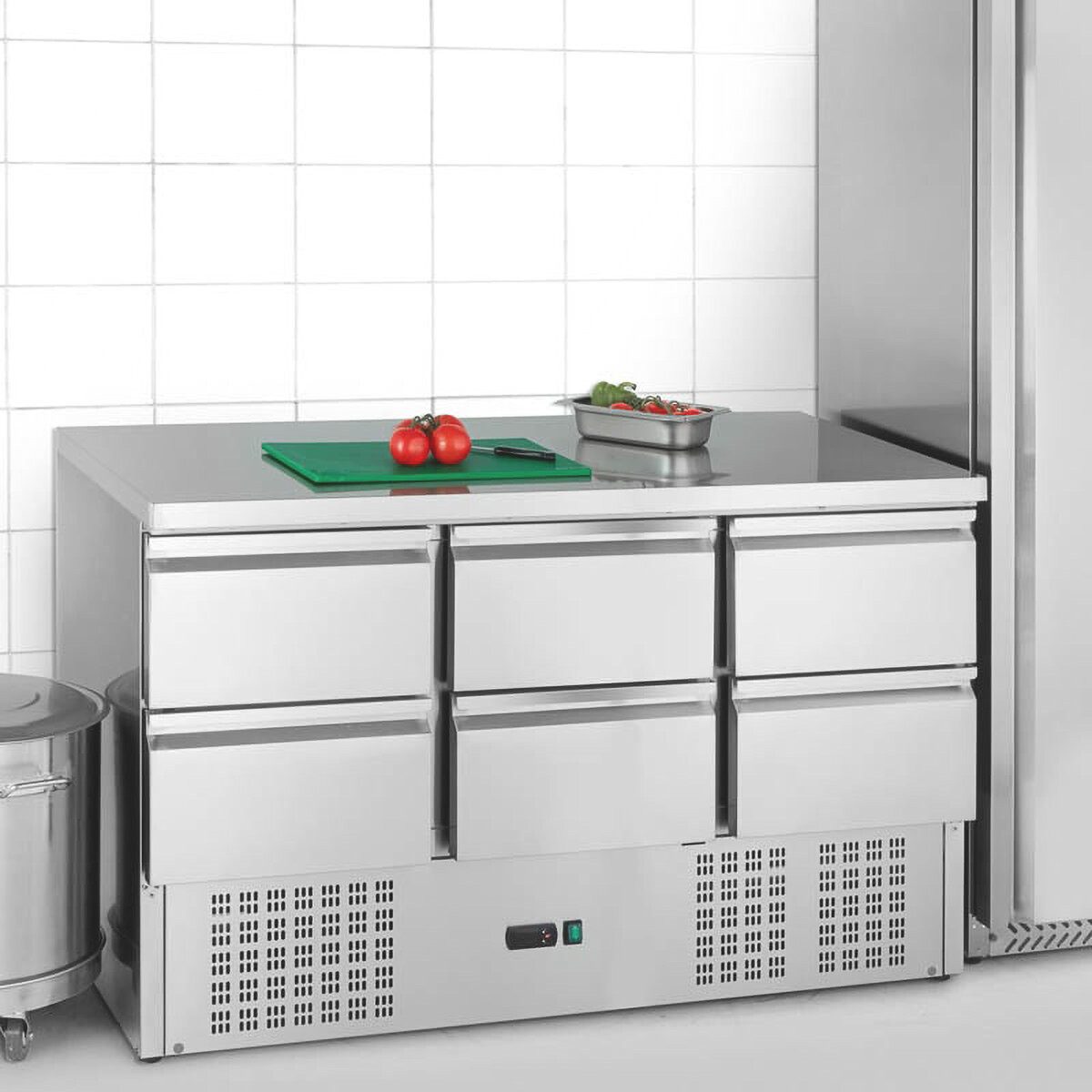 GastroHero Dönergrill Mini Kühltisch Edelstahl GN 1/1 6 Schubladen, 450 W