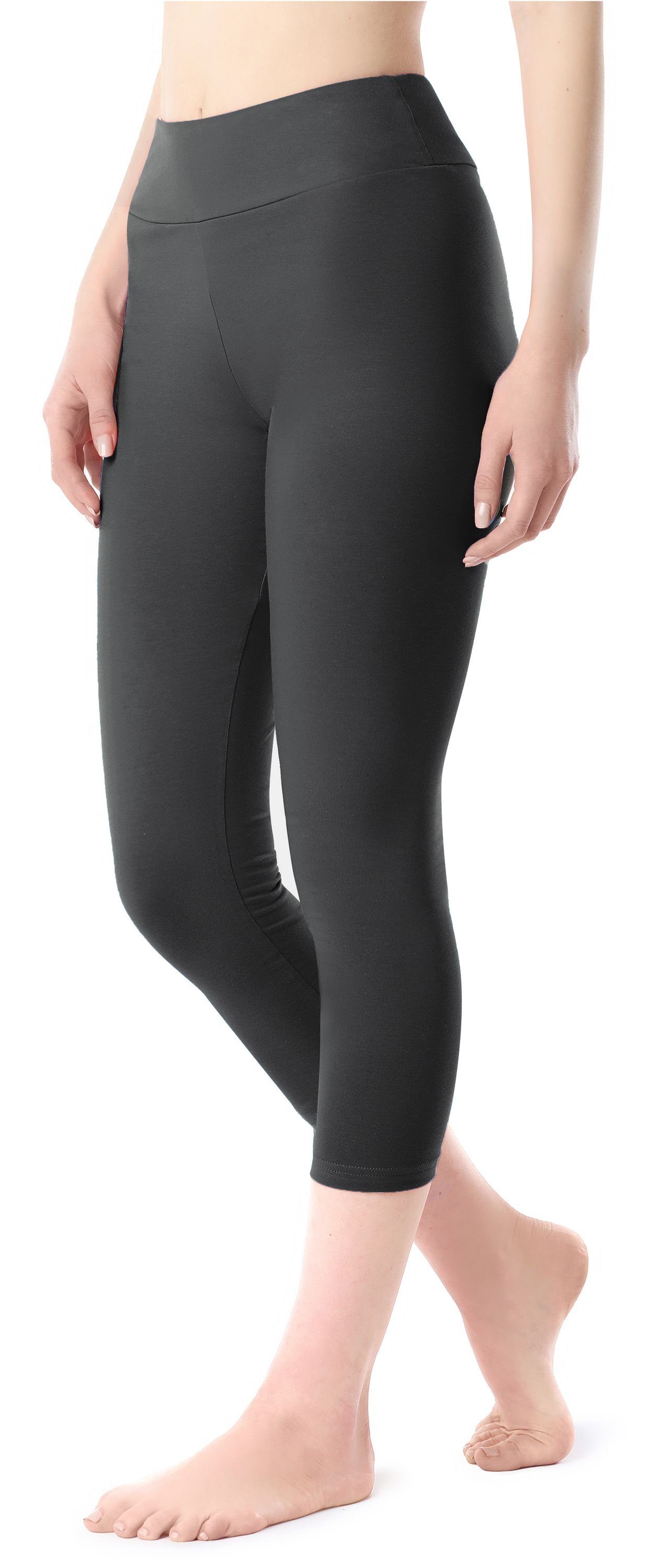 Merry Style Leggings MS10-430 Capri (1-tlg) Baumwolle Leggings Graphite elastischer aus 3/4 Damen Bund