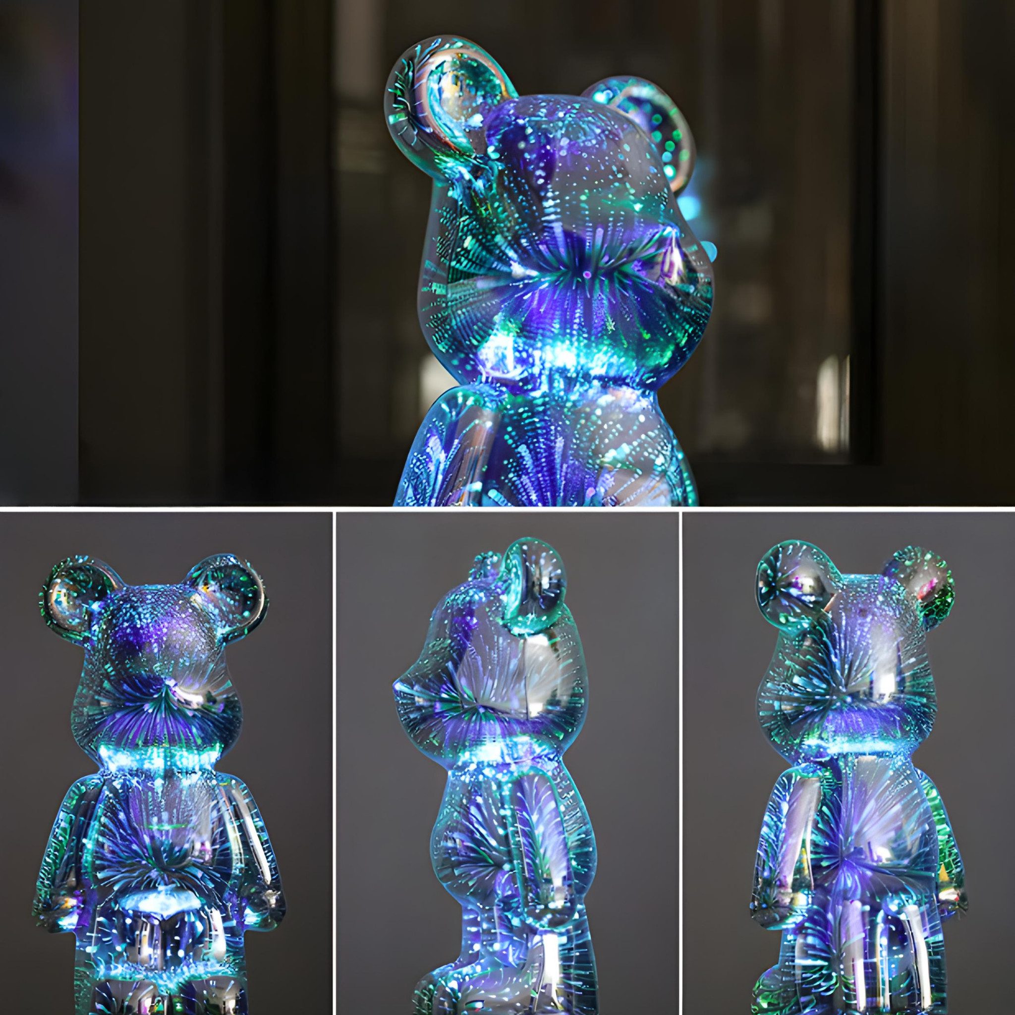 HS.SUPPLY LED Dekolicht 3D Feuerwerksbär, Bärenlampe, Nachtlicht Bär, LED fest integriert, 8-Farben, Geschenk