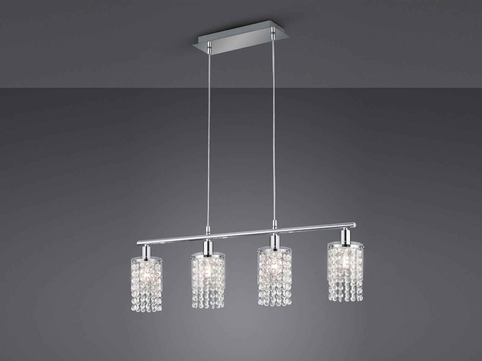 Reality Leuchten LED Pendelleuchte, Dimmfunktion, LED wechselbar, in 3 Stufen dimmbar über Lichtschalter, Warmweiß, ausgefallene mit Kristall-Behang hängend über-n Esstisch, B: 80cm