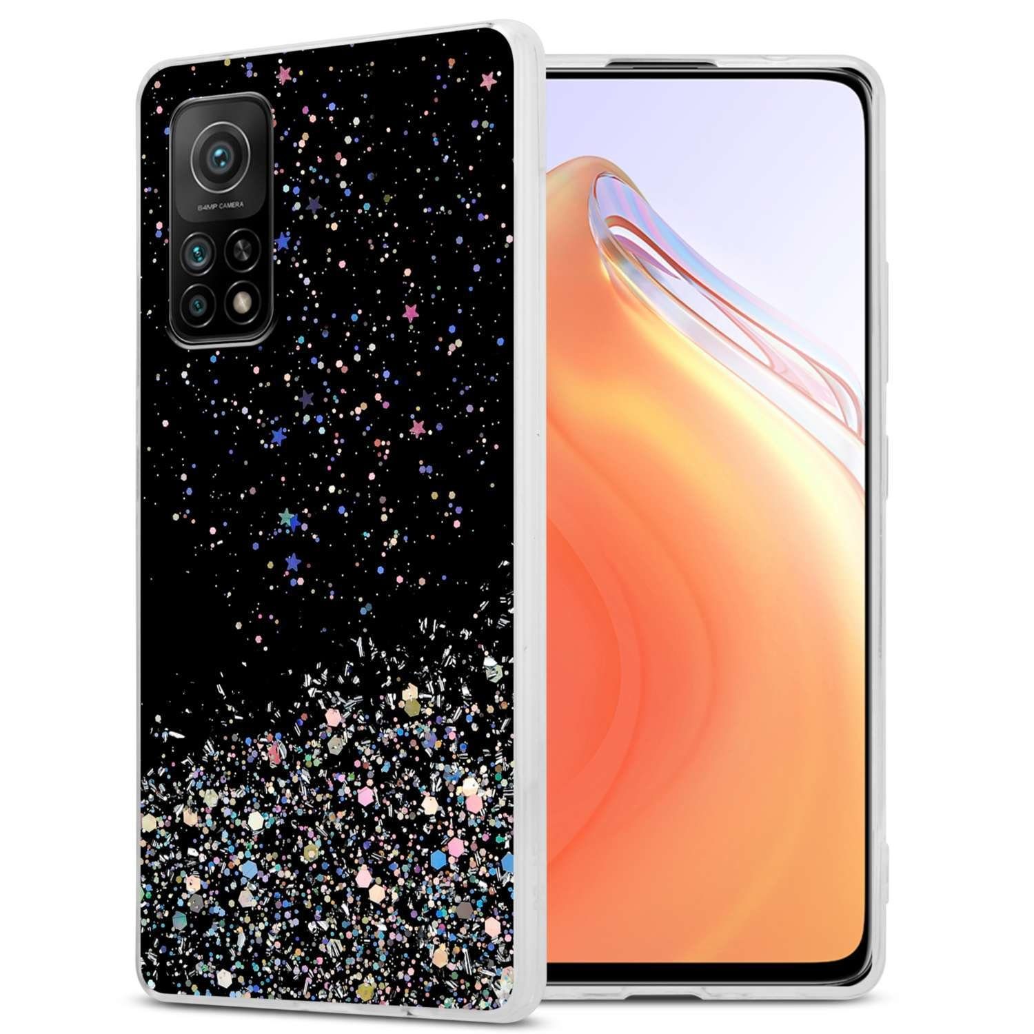 Cadorabo Handyhülle für Xiaomi Mi 10T / Mi 10T PRO Hülle Xiaomi Mi 10T / Mi 10T PRO, Flexible TPU Silikon Handy Schutzhülle - Hülle - mit Glitzer