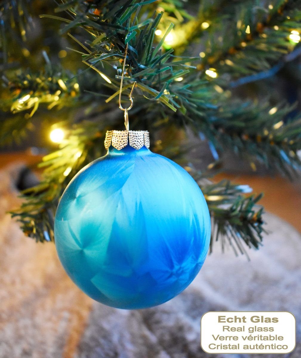 JACK Christbaumschmuck JACK 60x Inge Glas Christbaumkugeln 4 5 6 7 cm Eislack Bunt + Haken, inklusive praktischer Aufbewahrungsbox + Haken, Made in Germany