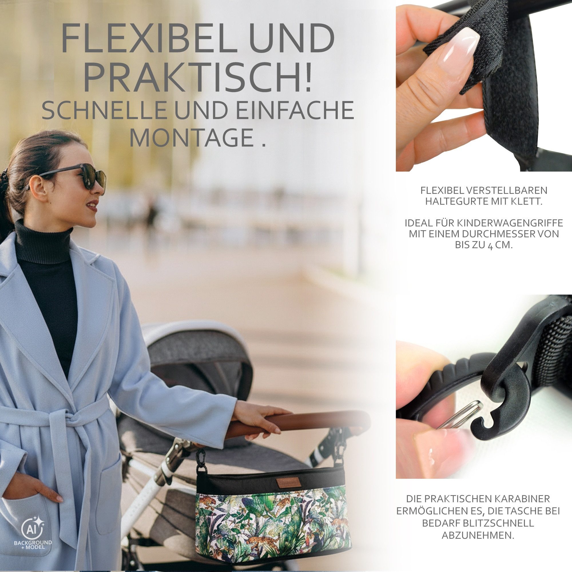 BambiniWelt by Rafael K. Wickeltasche Wickeltasche ORGANIZER Kinderwagen Buggy Babytasche mit Getränkehalter