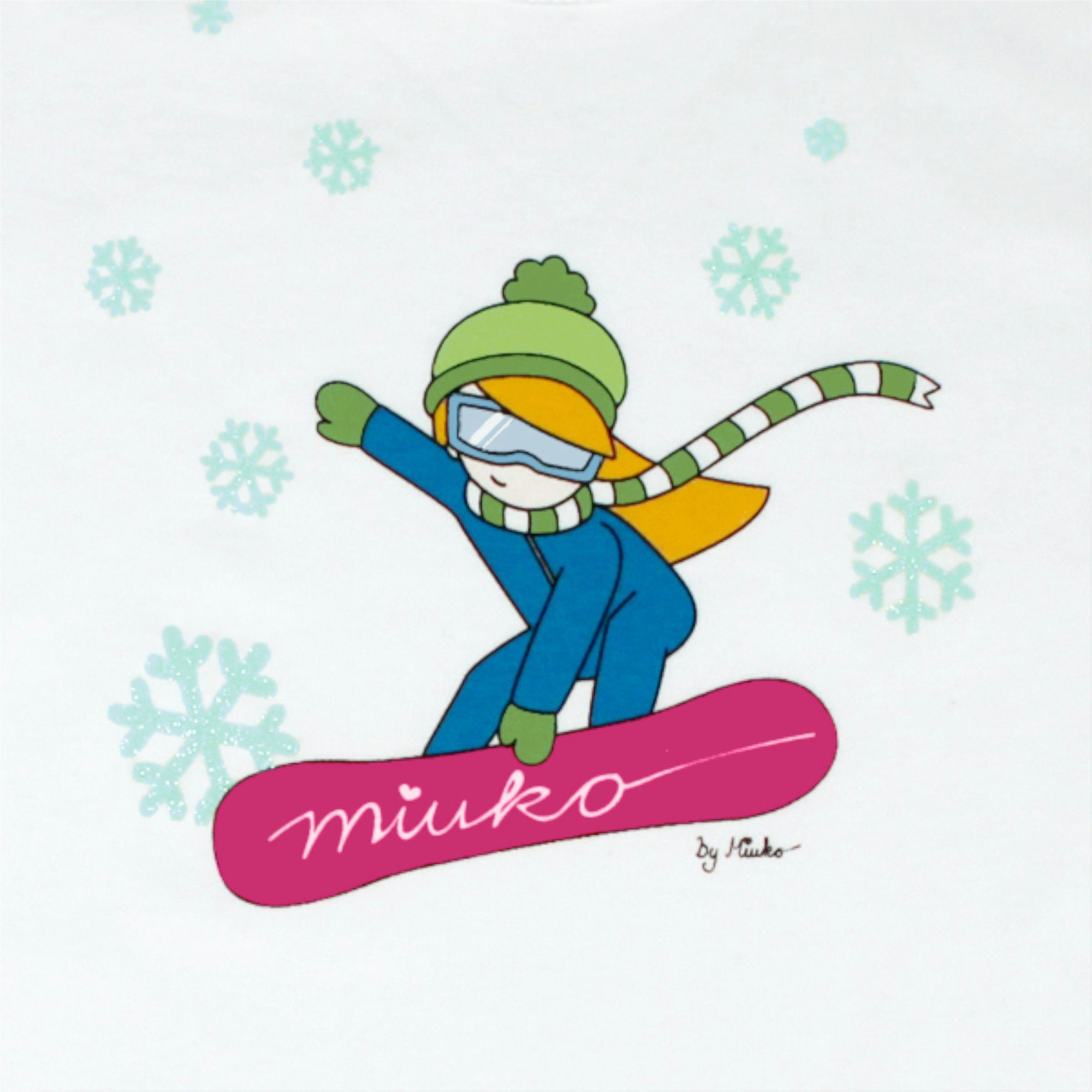 Motiv Mädchen 152 T-Shirt oder 134 Langarmshirt pink, weiß 128 122 langärmlig, 158 Miuko 100% 146 140 für 164 Baumwolle Snowboarderin