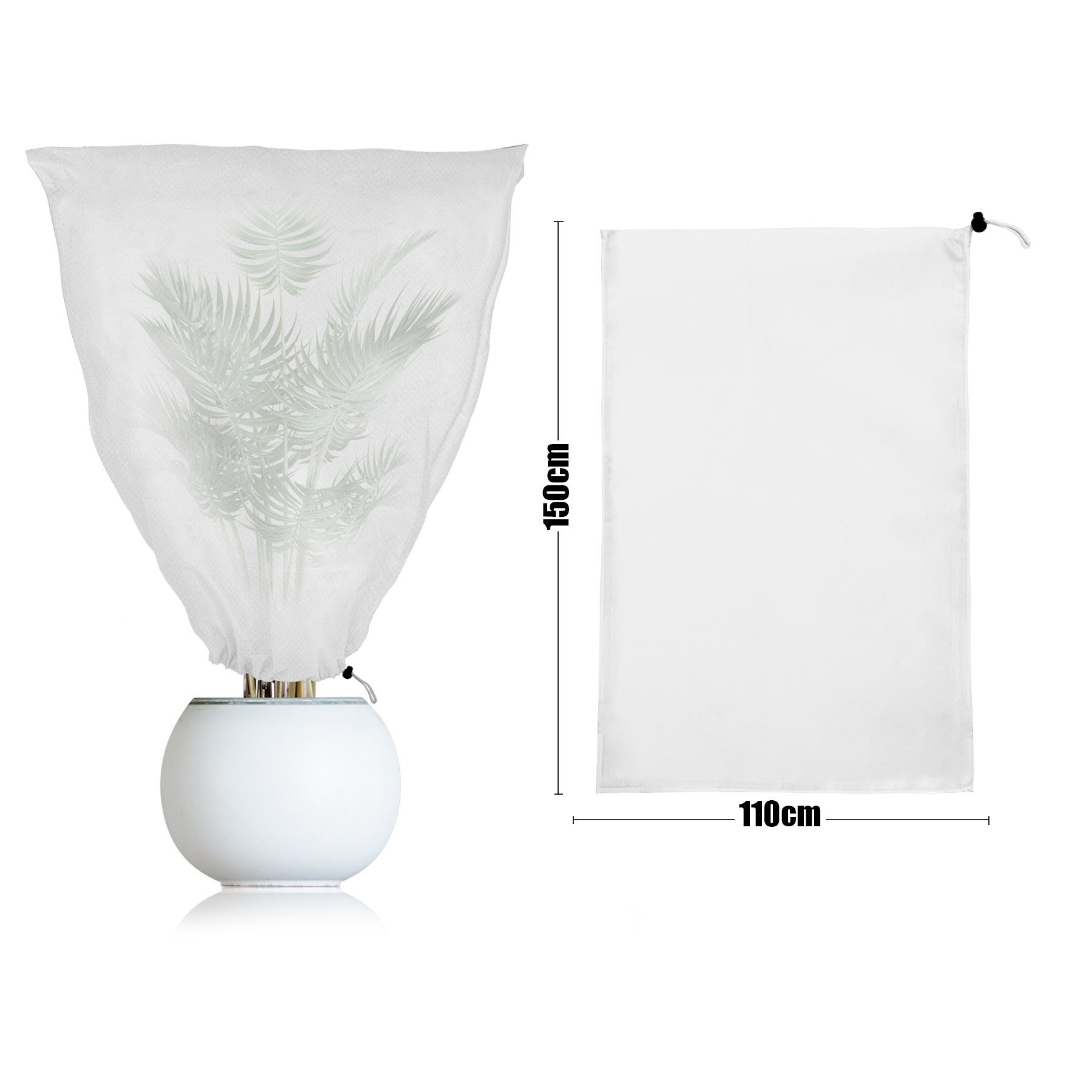 BigDean Schutzhaube Weiß 110 x Kübelpflanzensack 150 cm Winterschutz Set 2er Schutzhaube,(2-tlg)