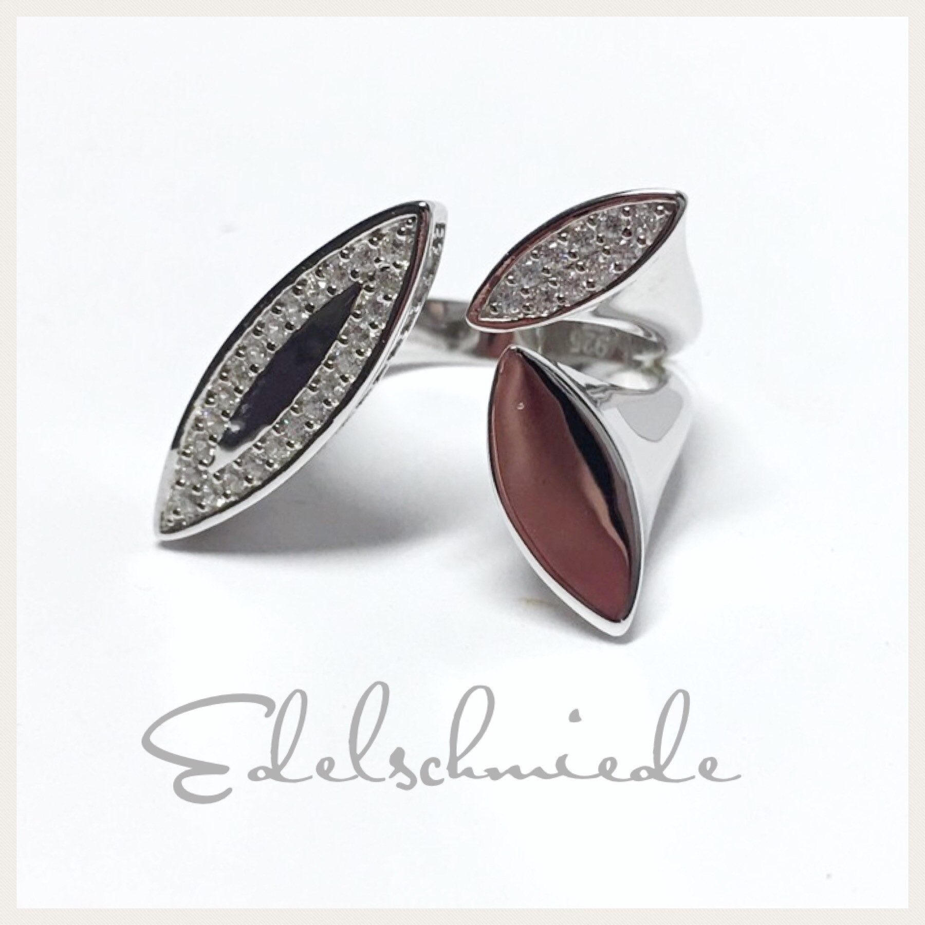 Silberring moderner Ring 925 Silber rhod Zirkonia Größe 52