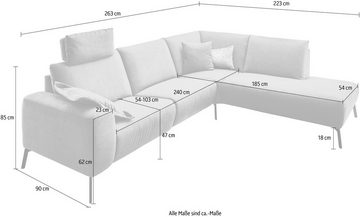 INOSIGN Ecksofa Bellini L-Form, incl. motorischer Relaxfunktio, wahlweise Easy Care-Bezug