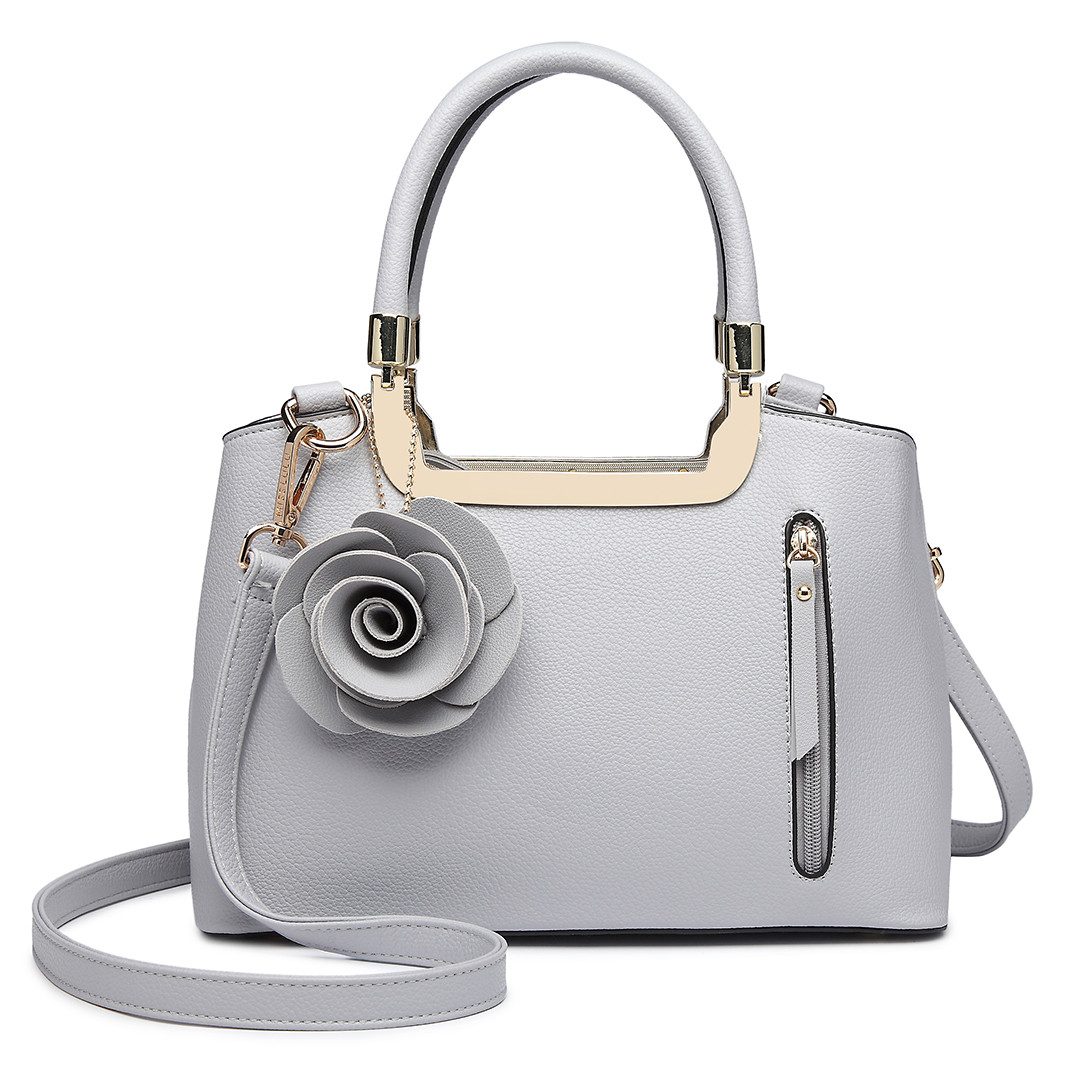 Handtasche Damen Blumen-Design Henkeltasche aus Kunstleder Elegante Umhängetasche