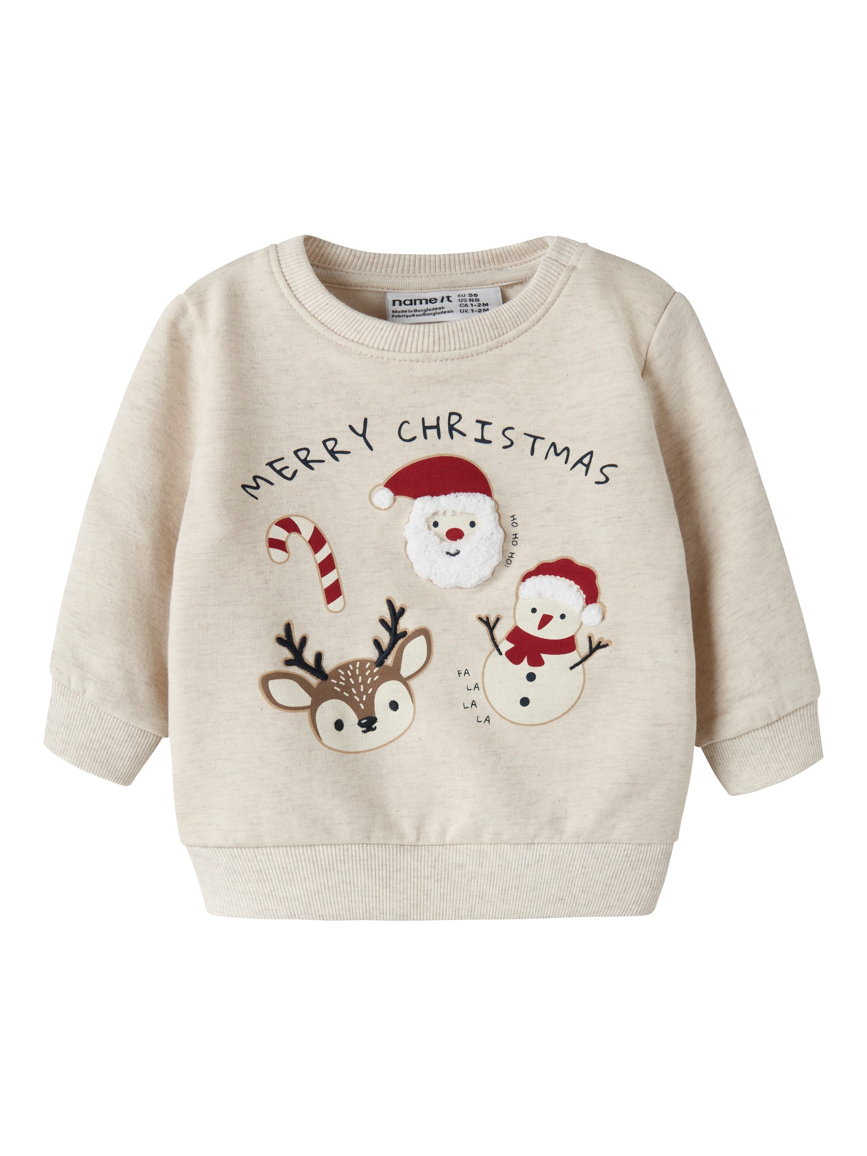 Name It Weihnachtssweatshirt NBNRULAR LS SWEAT BRU Weihnachten, Baumwollmischung, normal geschnitten