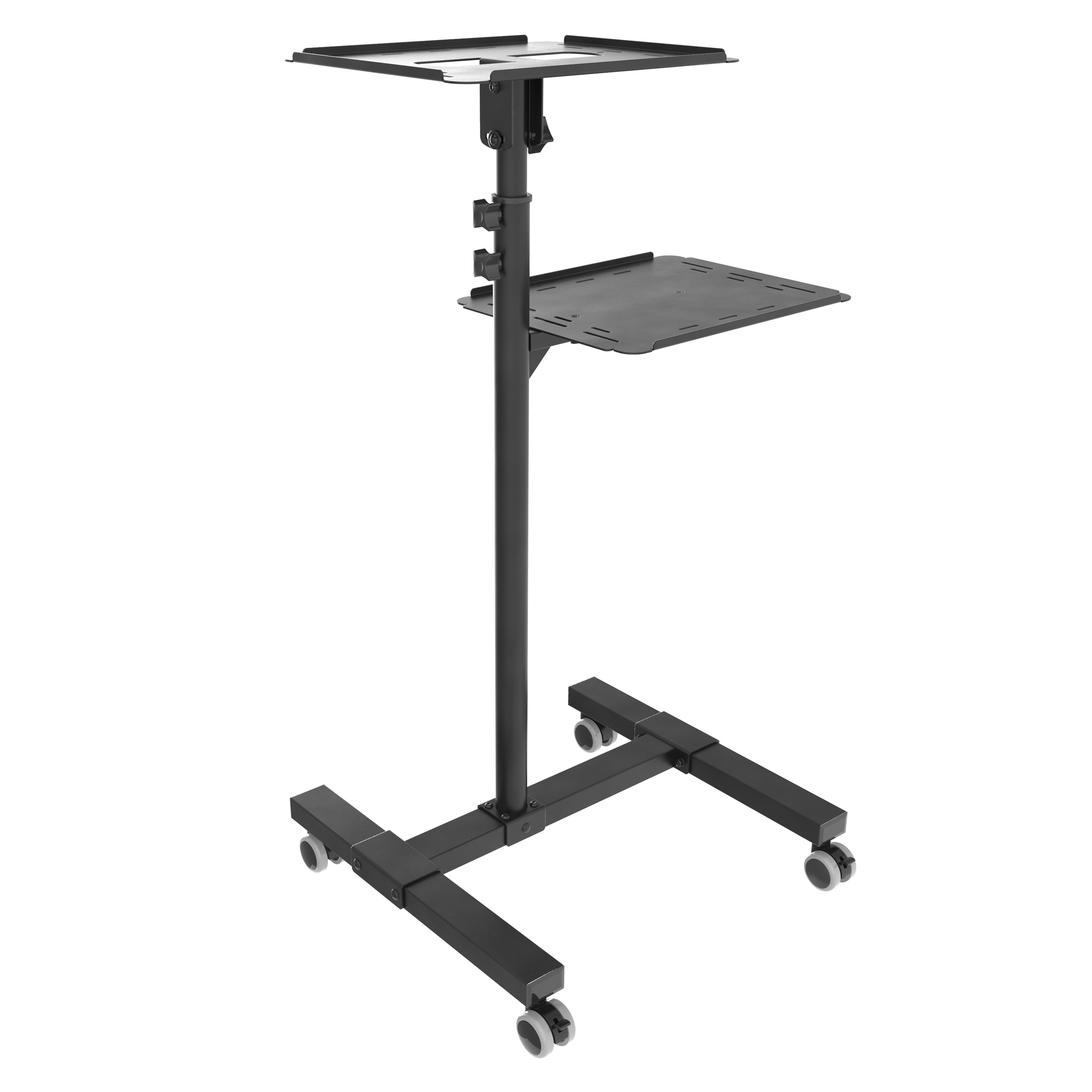 RICOO Halterung Laptop Beamer Projektor Trolley Stand CZ0800, (Abmessung Stand, max.: BxHxT: 502 mm x 1450 mm x 455 mm, 1-tlg., 10 kg (je Ablage), Beamerfläche 35 x 30cm, max. 36,3 x 30 cm, neigbar +/-12°, höhenverstellbar 950-1450mm, ausziehbar bis zu 1450 mm)