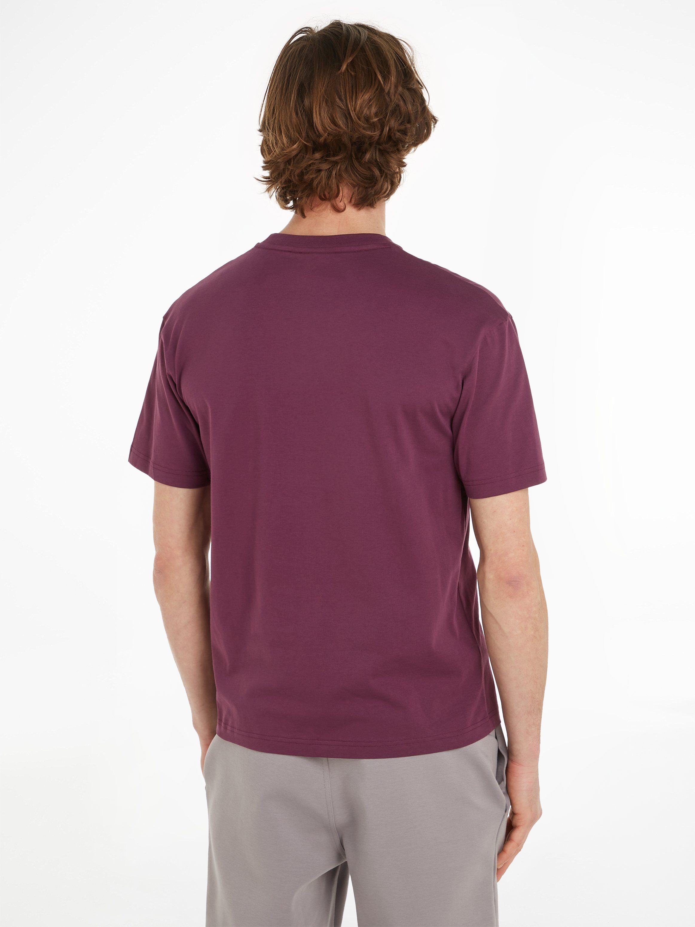 Calvin Klein LOGO Markenlabel Plum COMFORT aufgedrucktem Italian T-Shirt HERO mit T-SHIRT