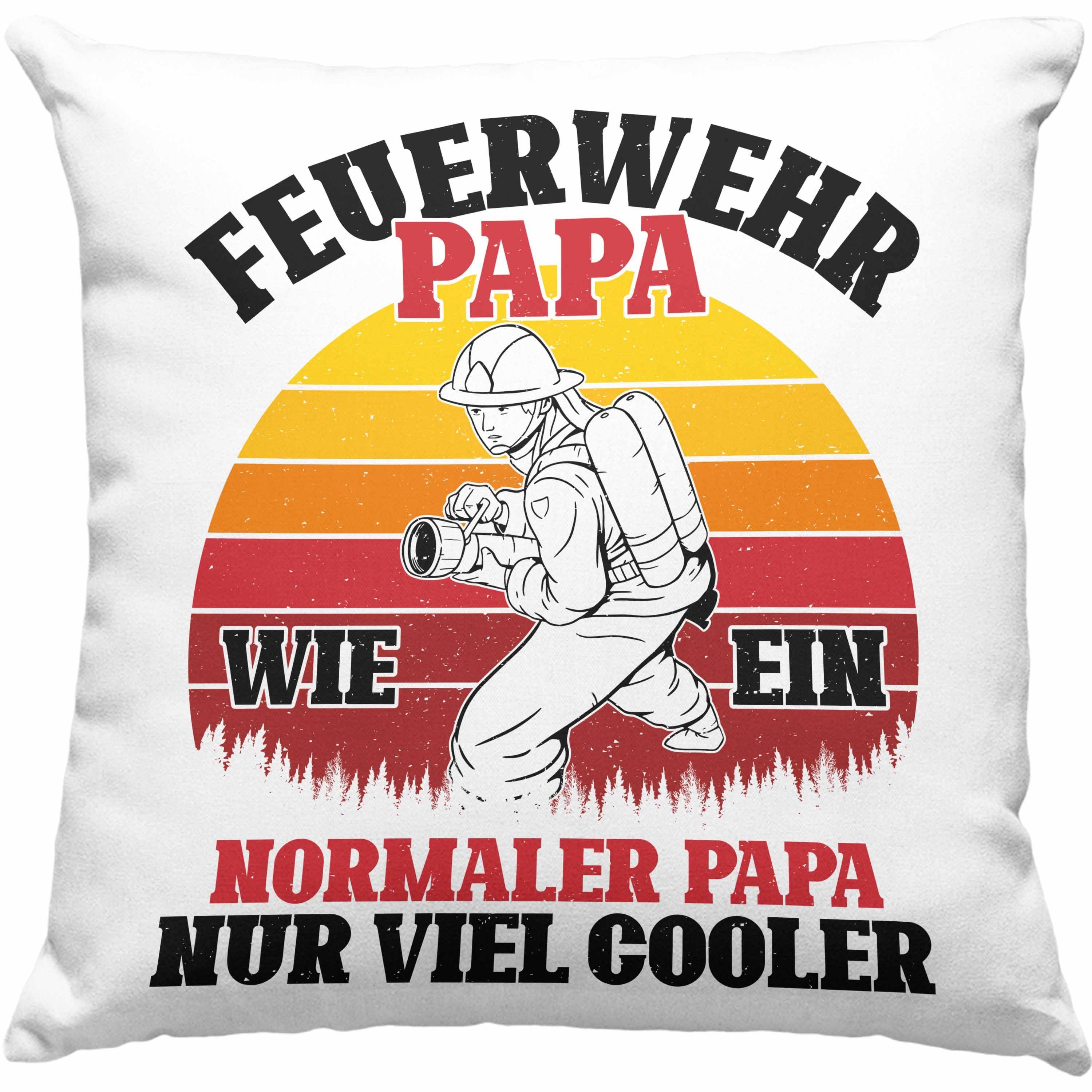 Trendation Dekokissen Trendation Grün Spruch Füllung Feuerwehr mit - Vatertag Feuerwehrmann Kissen Vater Papa Dekokissen 40x40 Geschenk